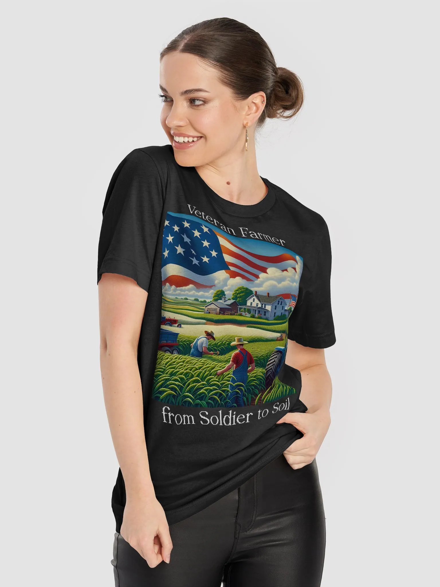 Veteran Farmer: From Soldier to Soil T-Shirt | Serving on the Soil | Farm Life, Veteran Strong | Rooted in Service and Soil | From Combat to Crops | Farming with Honor | Farm Life After Service product image (9)