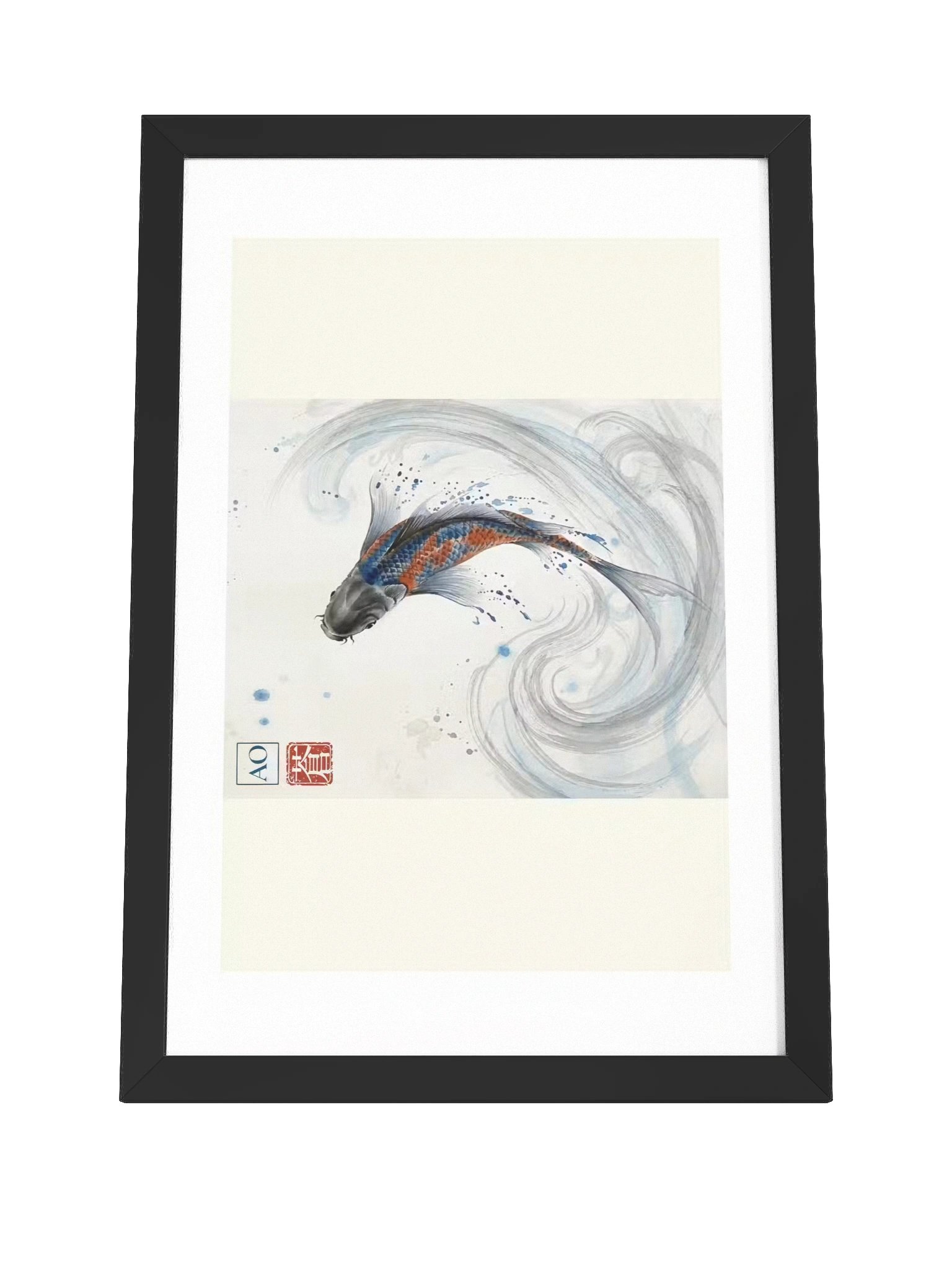 Japanese Ink Art Print | Celestial Koi No.03 | Framed Wall Art - AO Japan Blue product image (4)