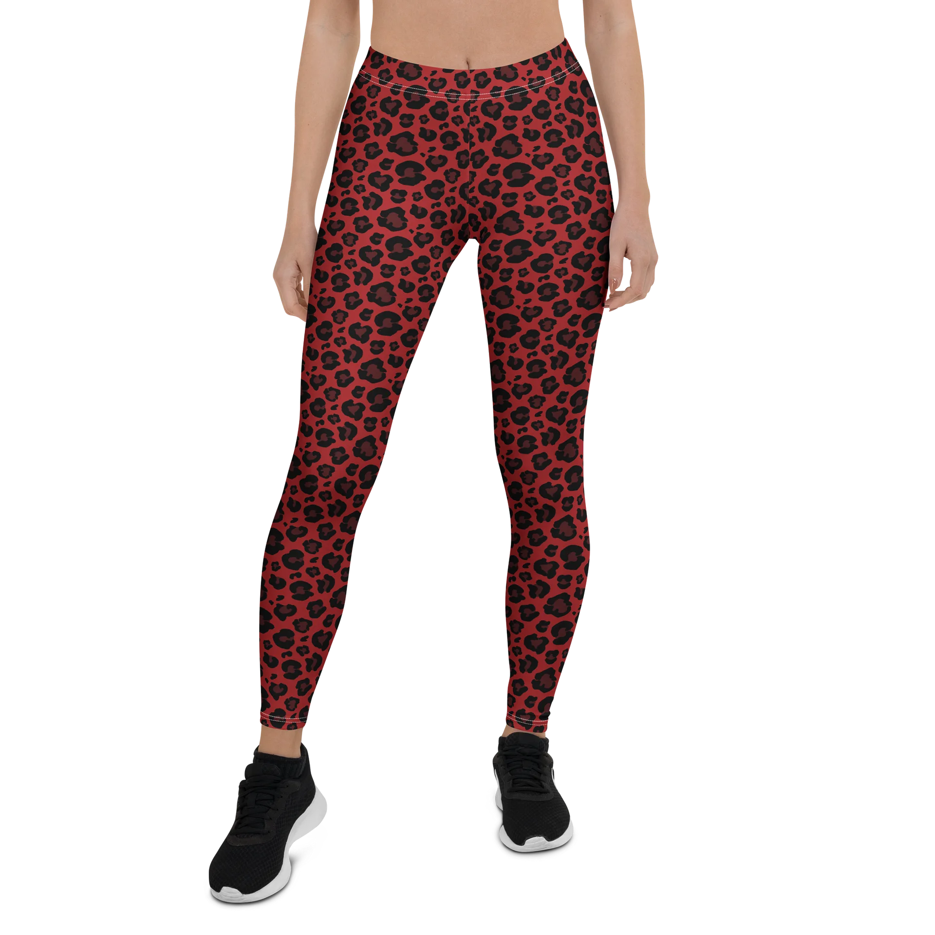 Bold Red Leopard Print Leggings for Active Wear product image (1)