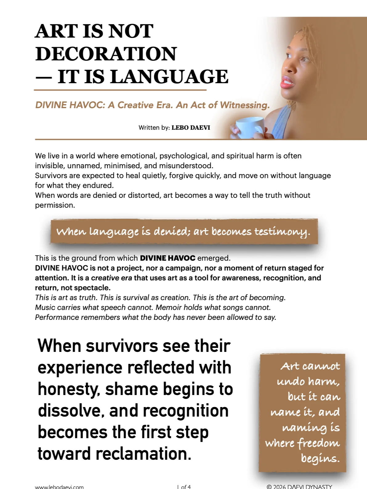 Article: ART IS NOT DECORATIVE—IT IS LANGUAGE product image (1)
