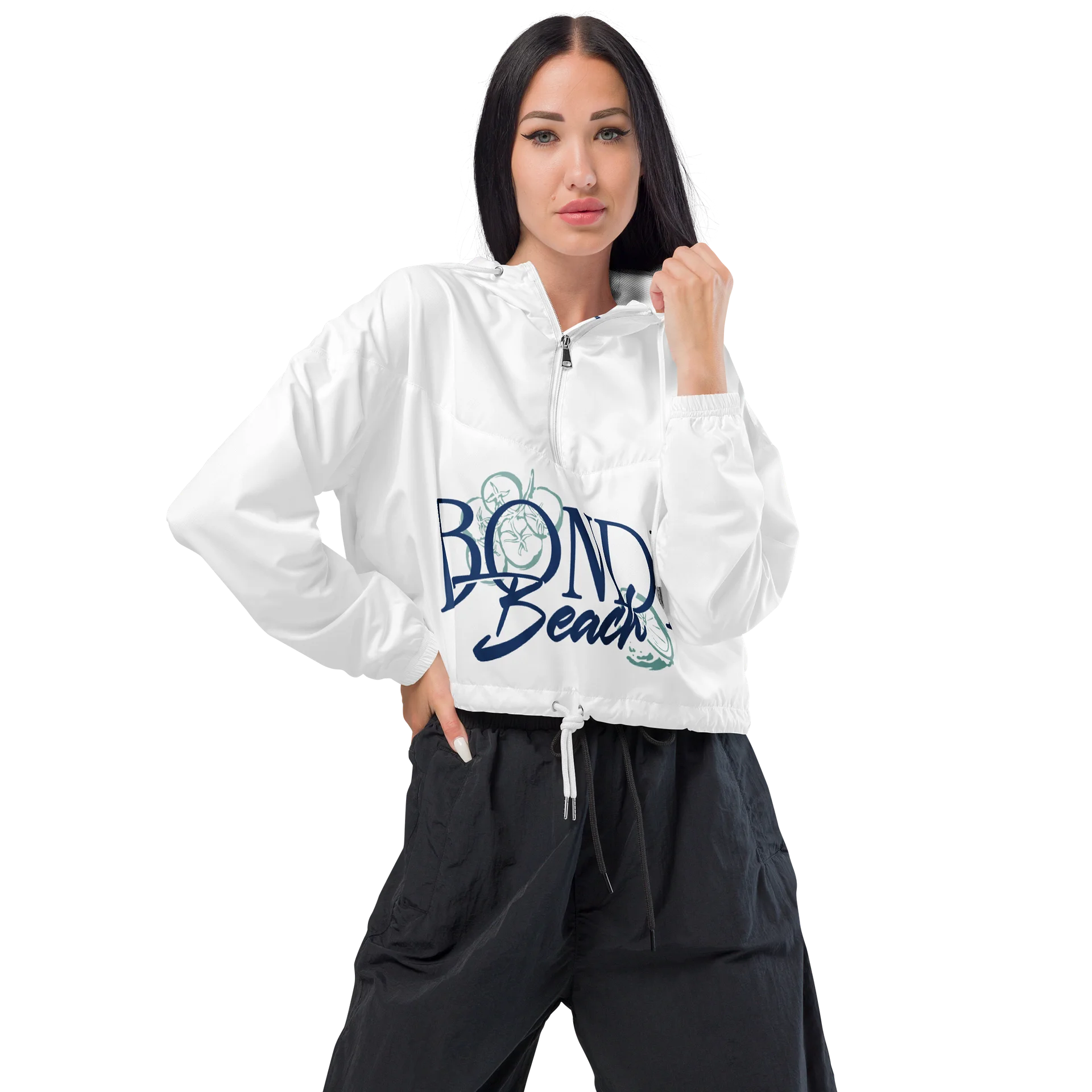 BONDI Beach Floral Women’s Cropped Windbreaker product image (1)