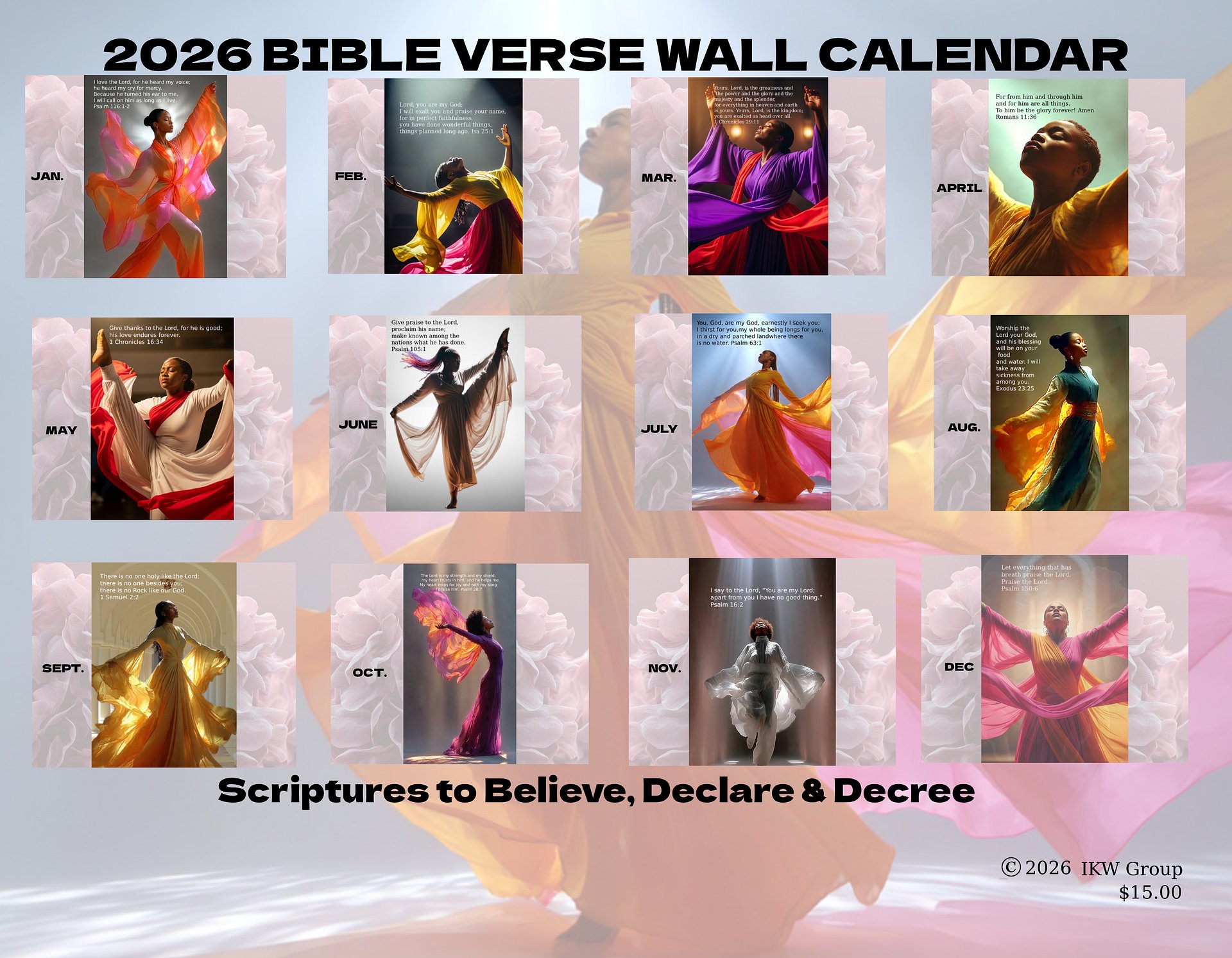 2026 BIBLE VERSE WALL CALENDAR - Christian Wall Calendar 2026 | Blessings of the Bible with Bible Verses | 12 Month | Thick & Sturdy Paper | Holiday Gift | Scripture Christian Calendar 2026 product image (2)