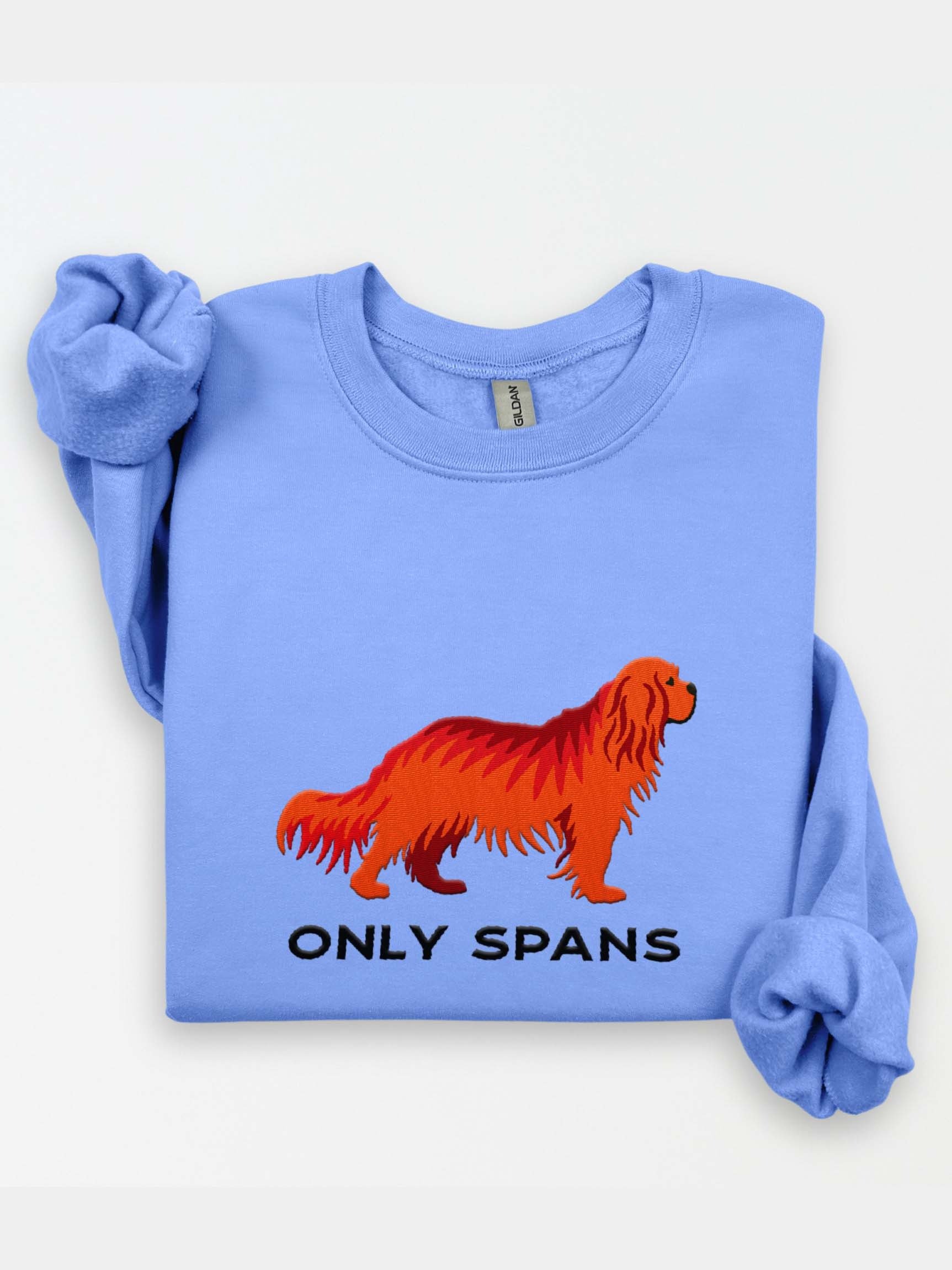 Only Spans Sweatshirt (Embroidered) of a Cavalier King Charles Spaniel(Ruby) product image (2)