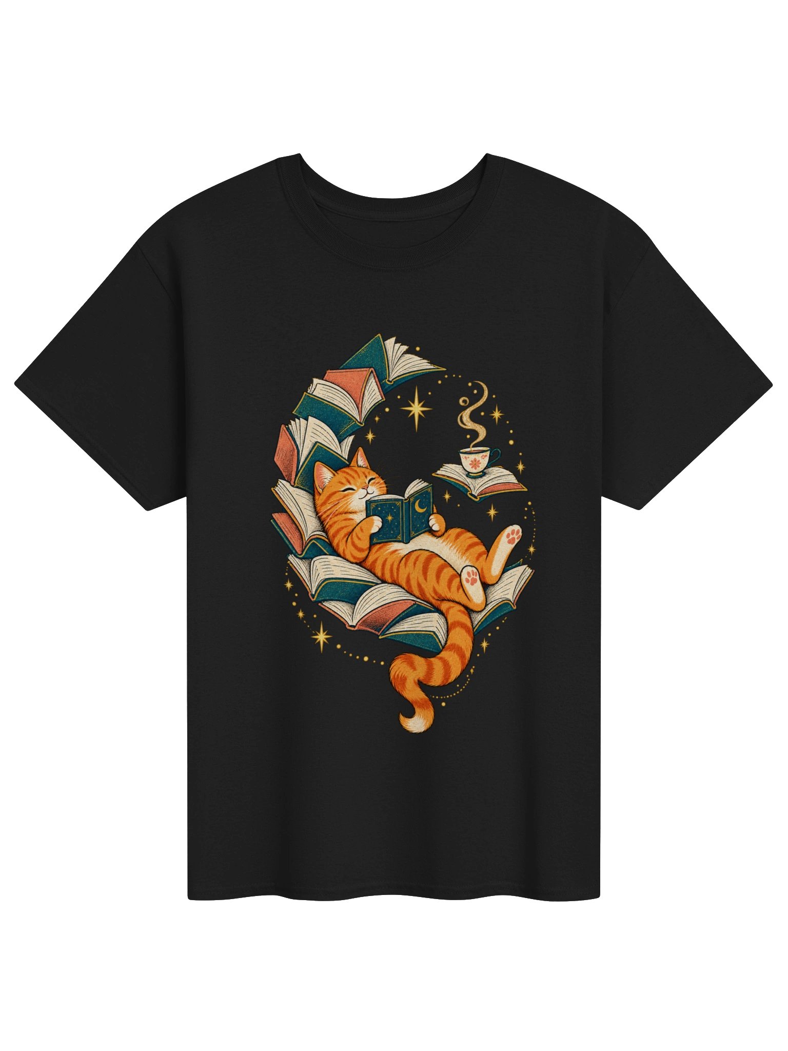 cozy reading cat shirt