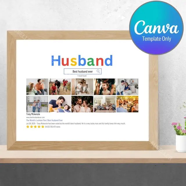 Create the perfect gift for your husband with our Google-themed photo collage poster! It’s designed to showcase 10 of your favourite moments together. A unique, personalised keepsake that he’ll cherish forever! Link in bio! #GiftIdea #HusbandLove #photocollage