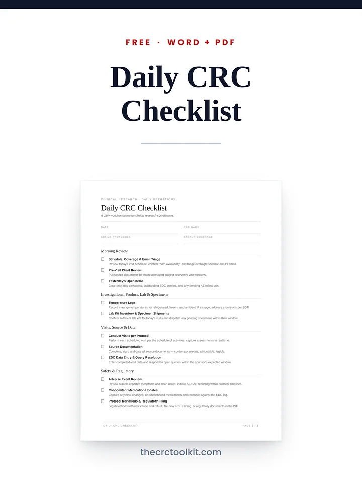 Free Daily CRC Checklist product image (1)