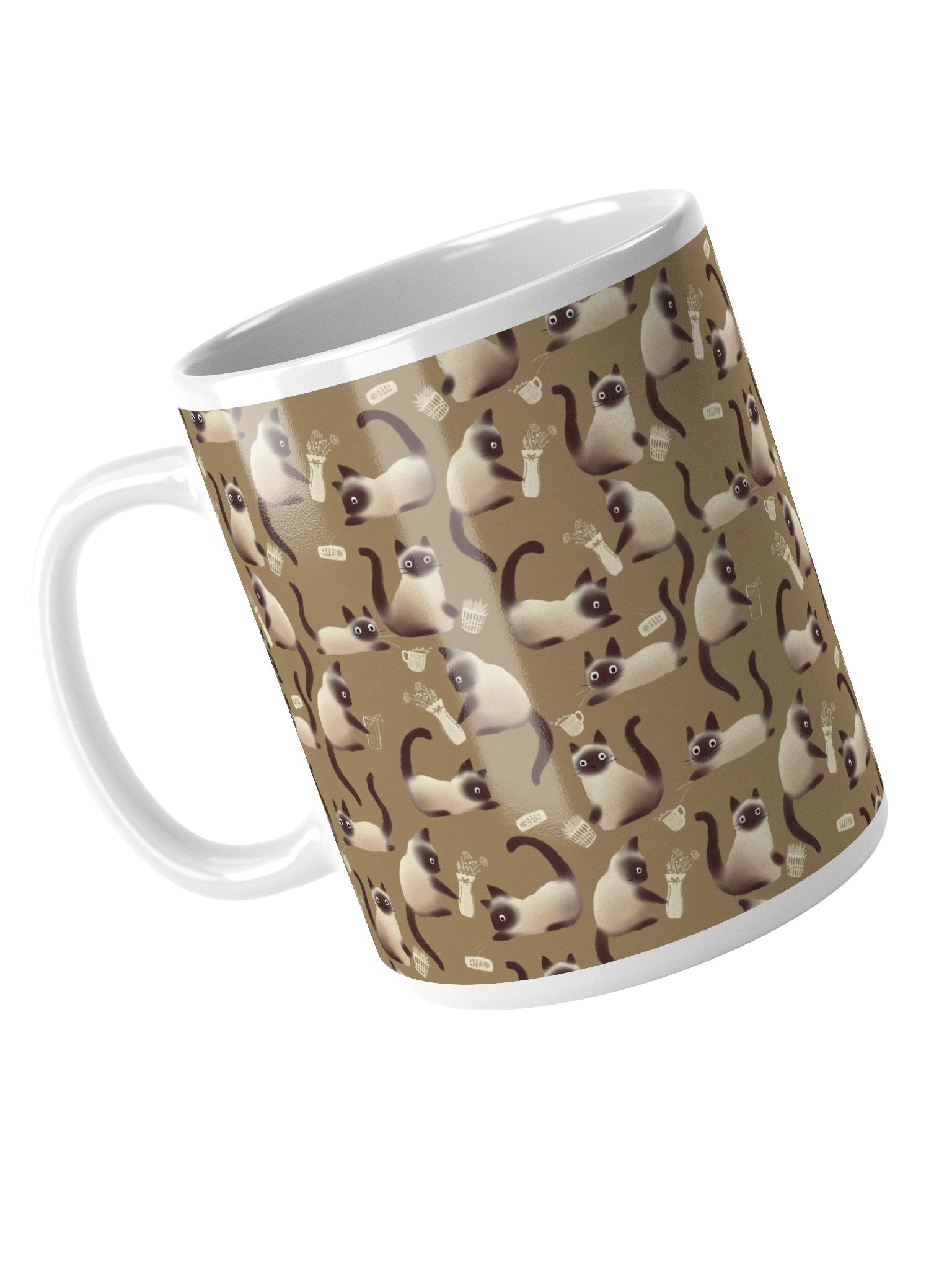 Bad Siamese Cats Knocking Stuff Over Coffee Mug, Brown product image (4)