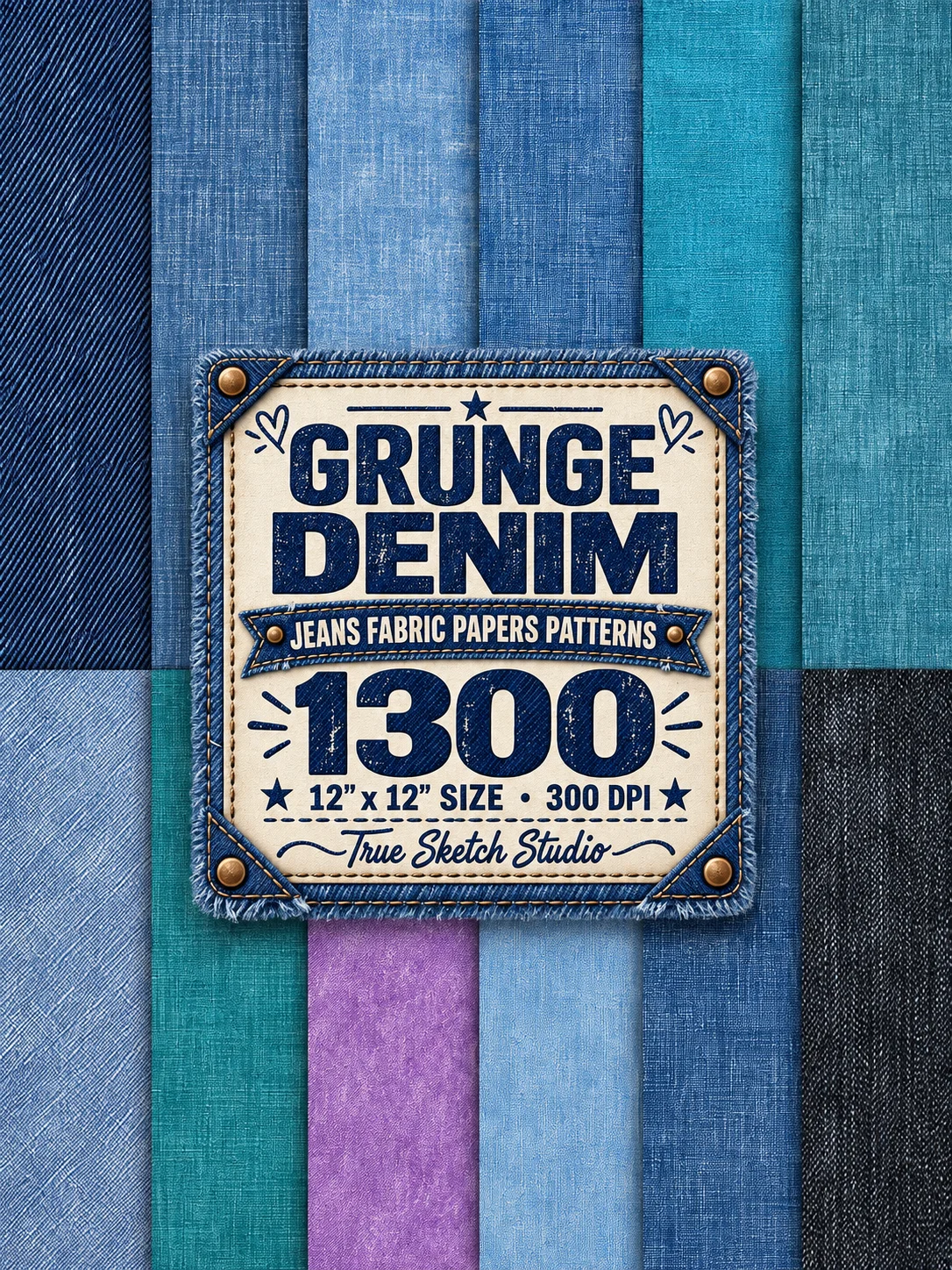 1300 Denim Digital Papers, Jeans Fabric Texture Bundle product image (10)