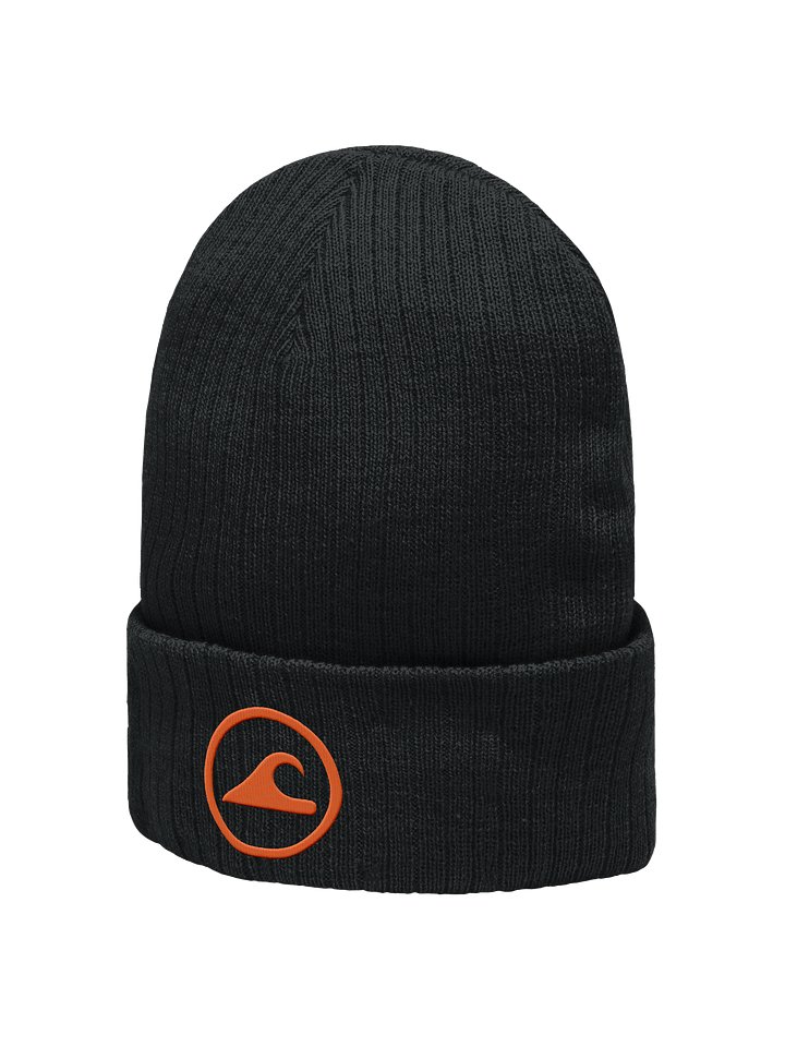 Embroidered Wave Rider Atlantis Ribbed Knit Beanie (Citrus) product image (2)