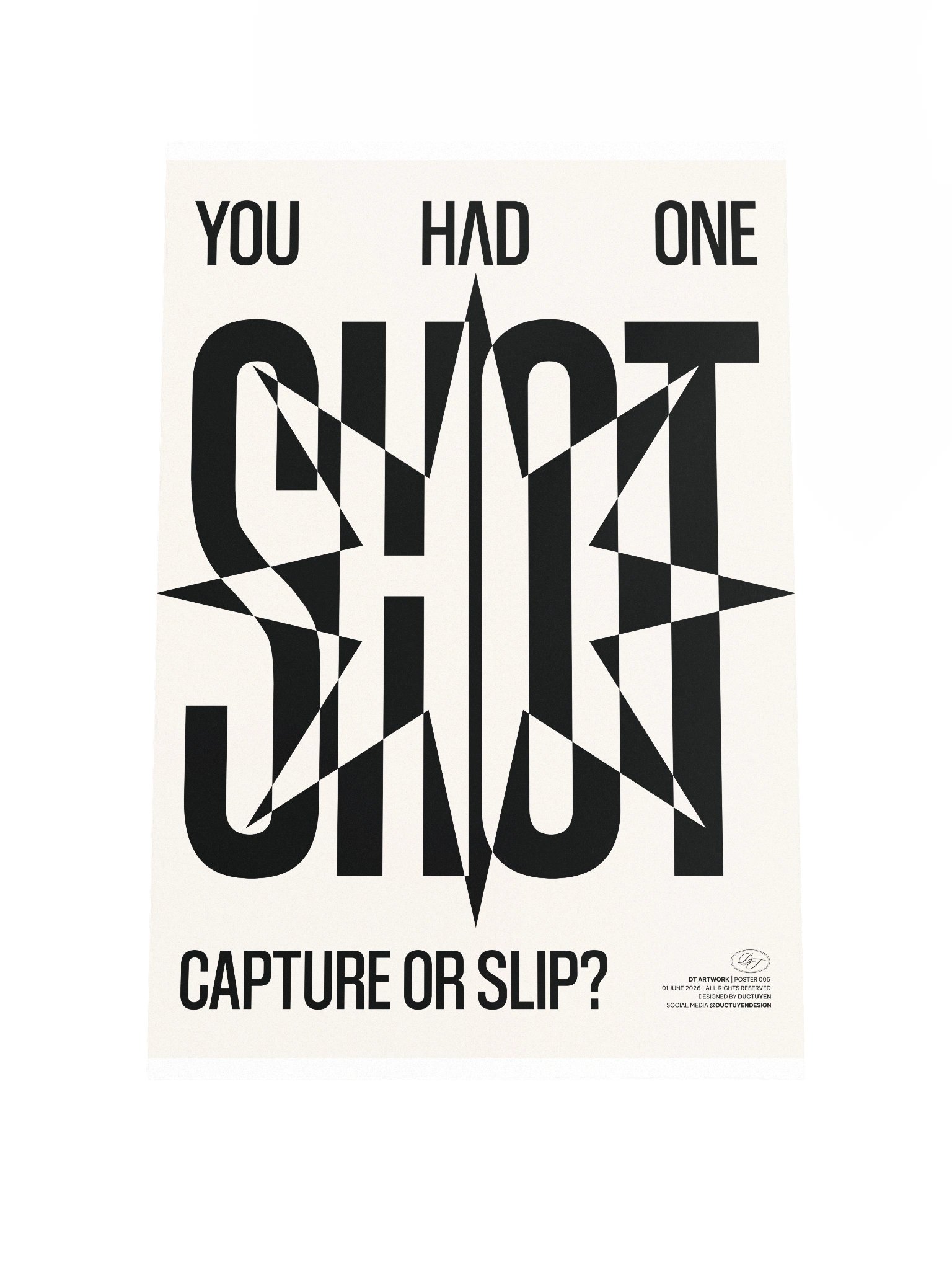 "ONE SHOT" Typography Print Poster (Unframe) product image (3)