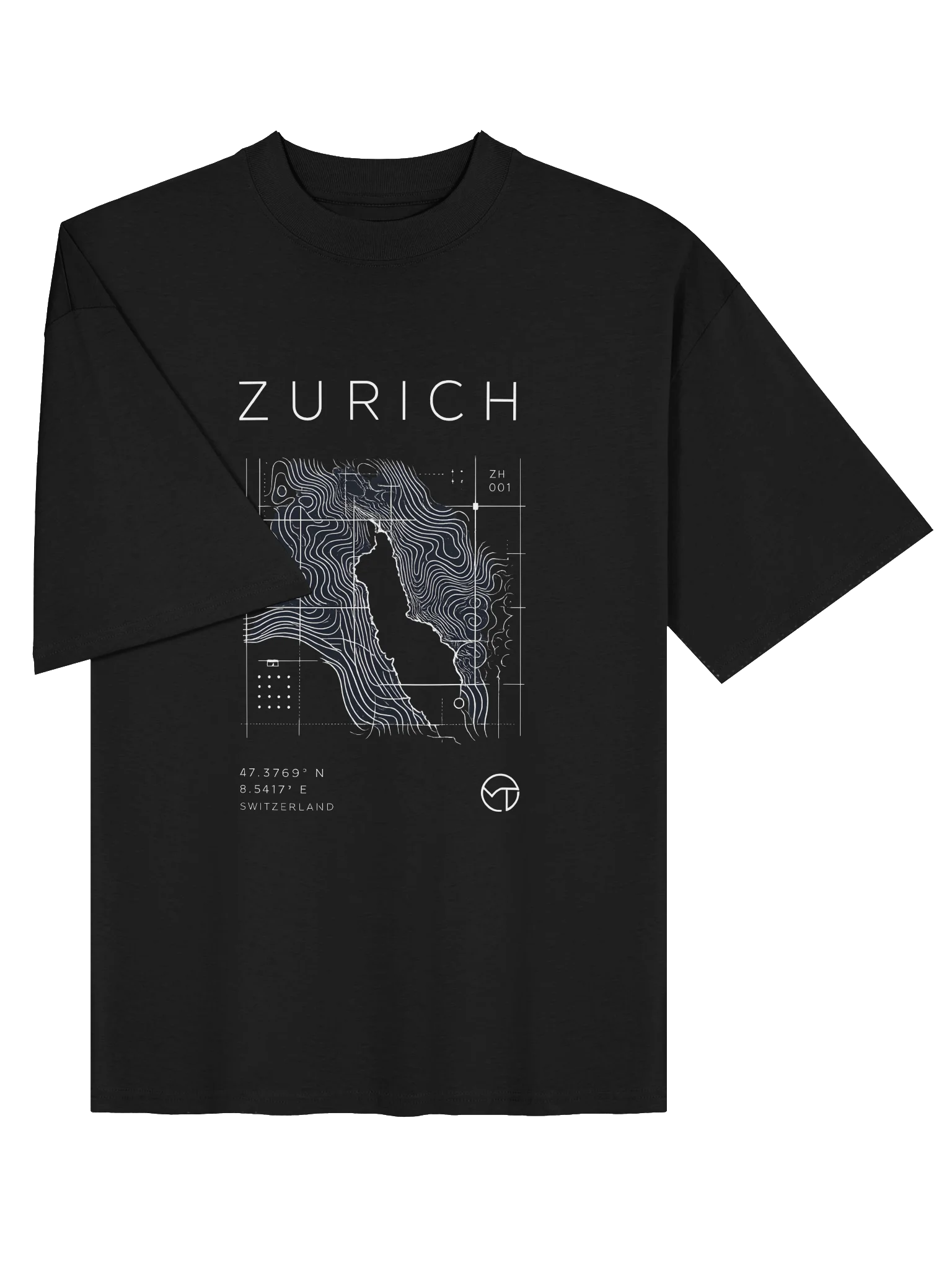 ZURICH Topography Tee – Premium Swiss Contour Graphic T-Shirt product image (6)