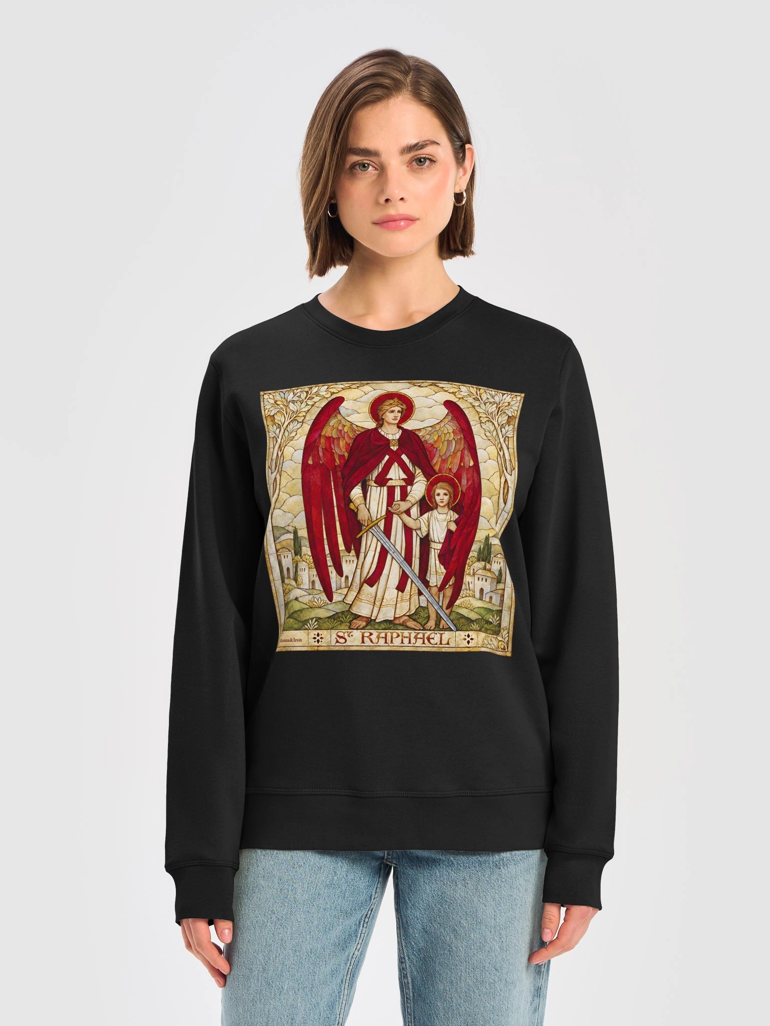 St Raphael Stained-Glass Angel Sweatshirt Orangic product image (5)
