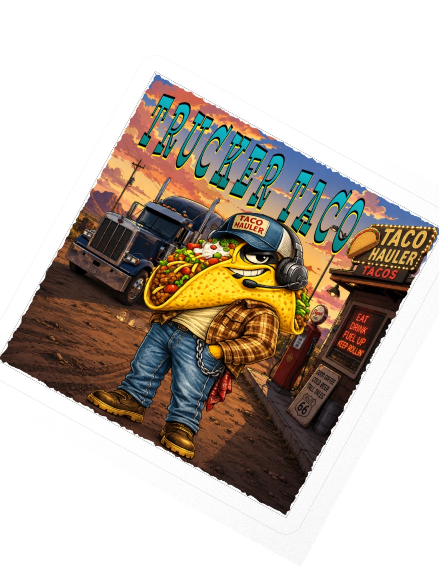 Trucker Taco Kiss Cut Sticker product image (6)