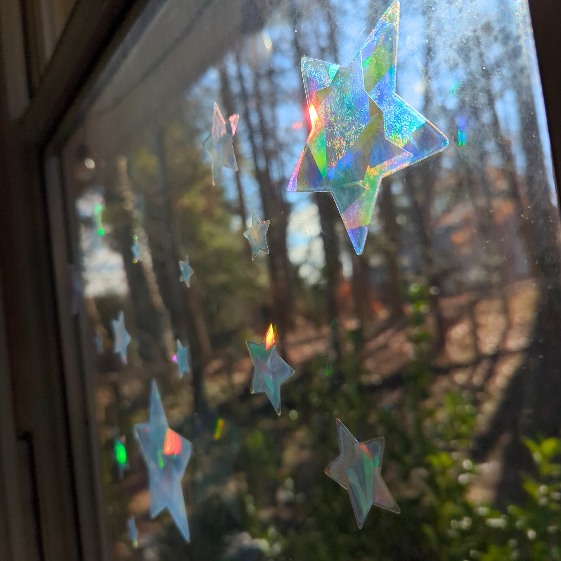 Set of (20+) Star Suncatcher Window Stickers - Mixed Size - Rainbow Making Decals! Easy Application + Removal - Create Your Own Magical Space product image (1)