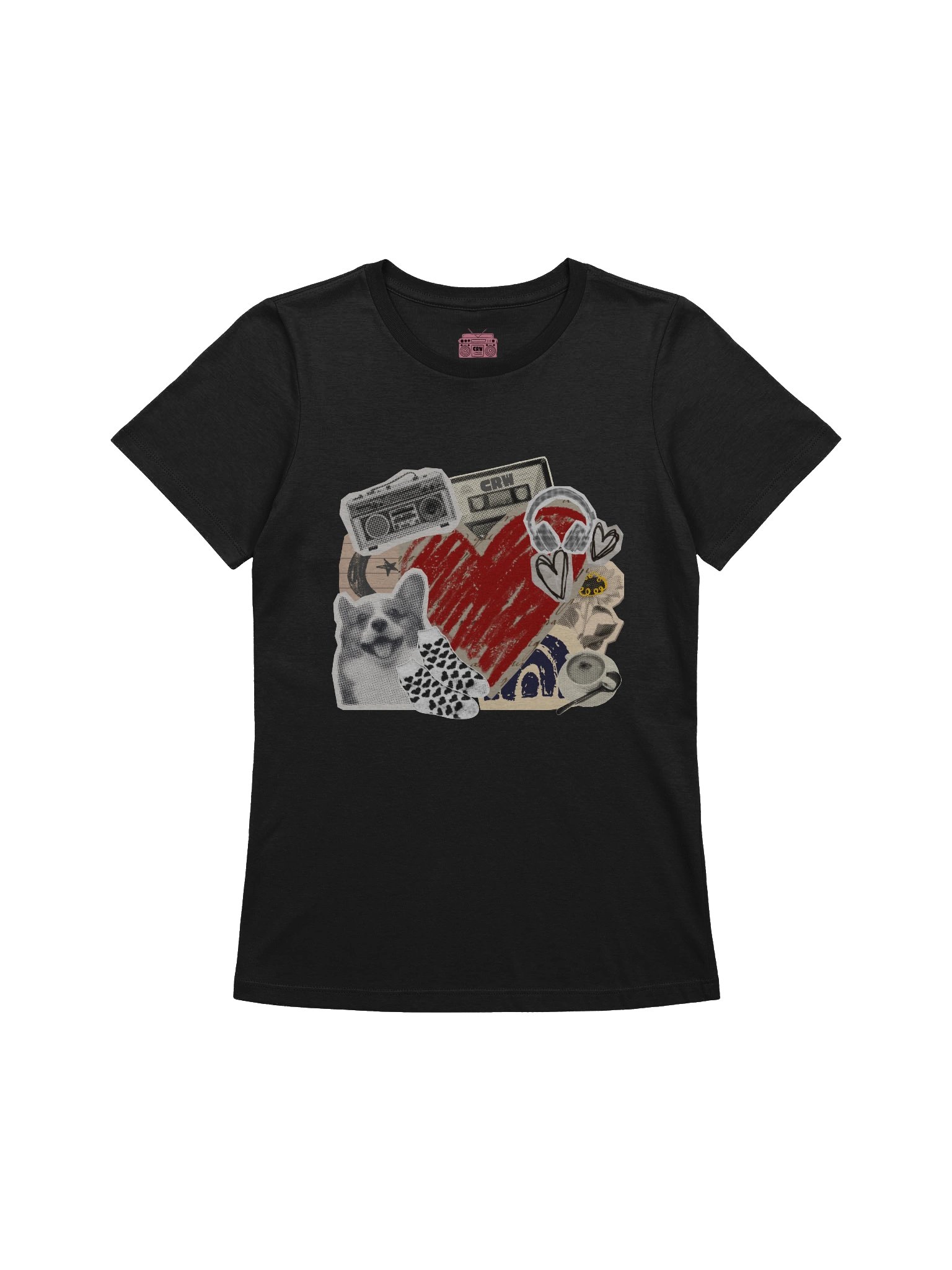 The "Nostalgic Collage" Relaxed Tee - Corgi & Binder-Doodle Edition product image (1)