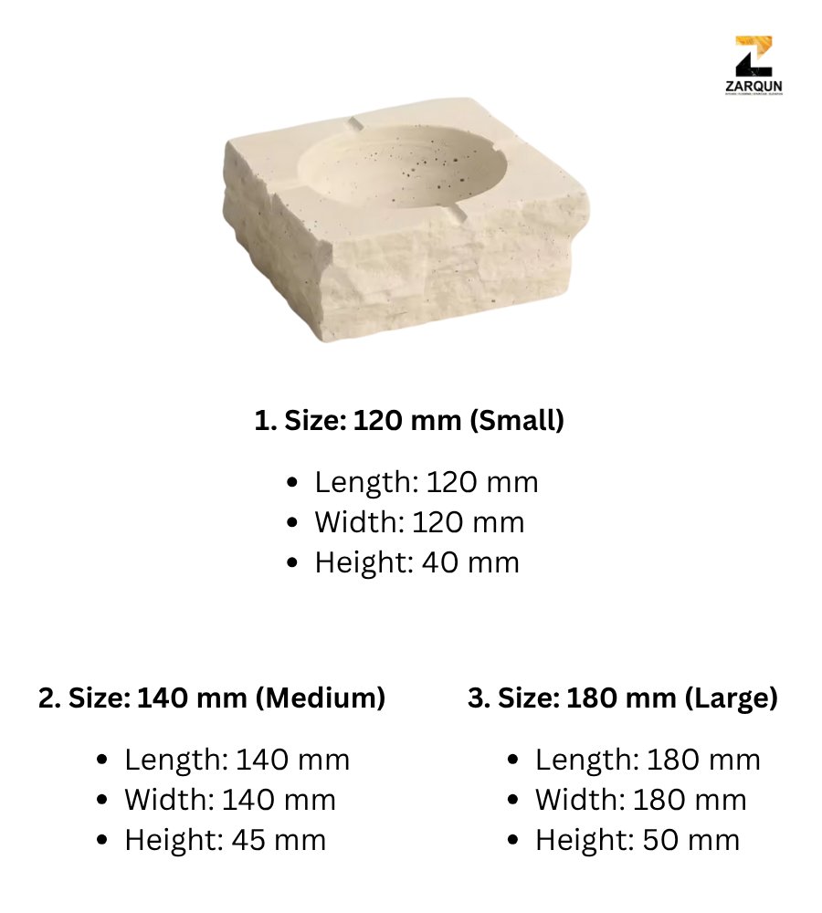 Handmade Vintage Beige Travertine Square Ashtray product image (4)
