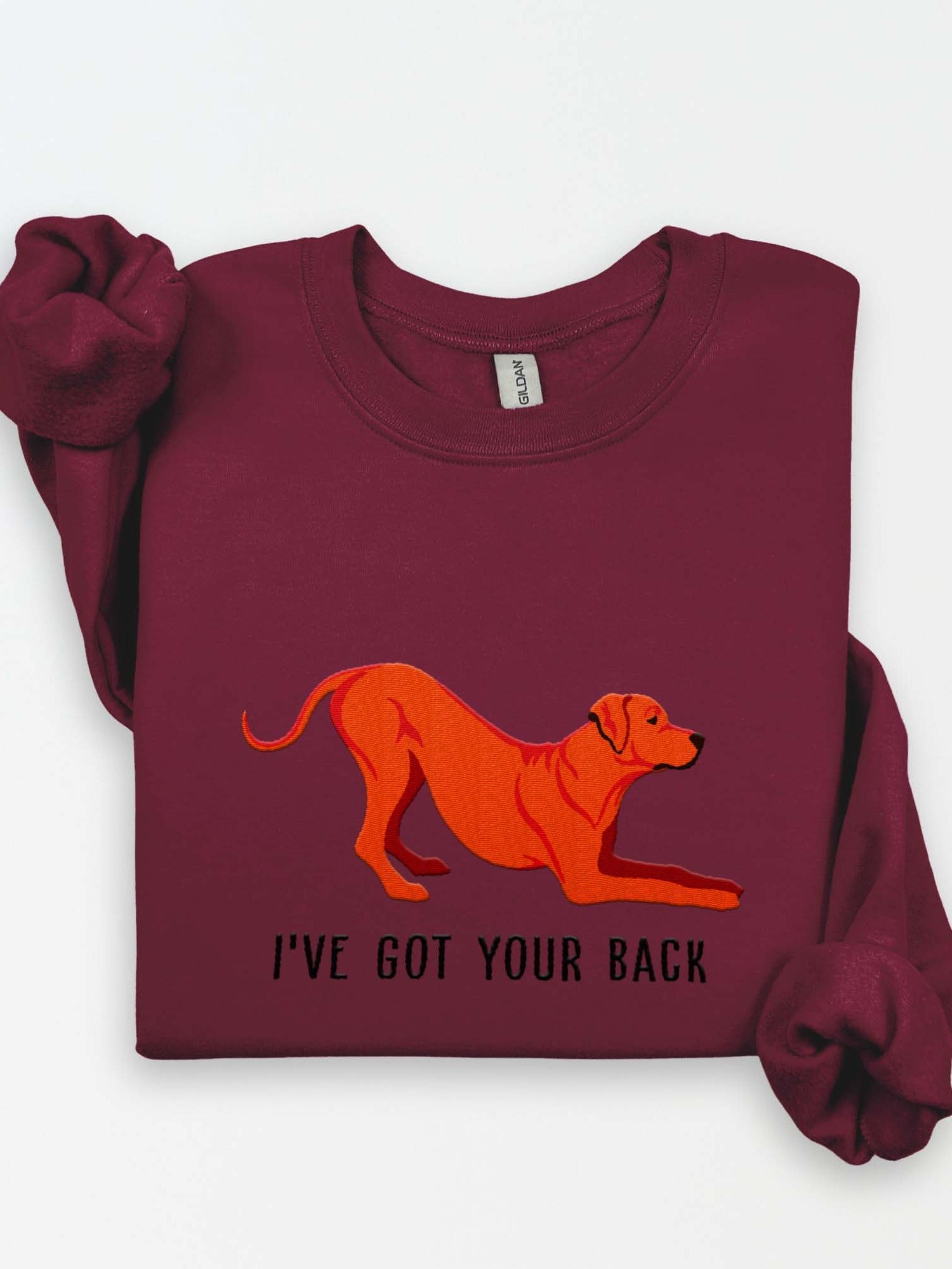 I've Got Your Back Sweatshirt (Embroidered) of a Rhodesian Ridgeback(Red) product image (1)