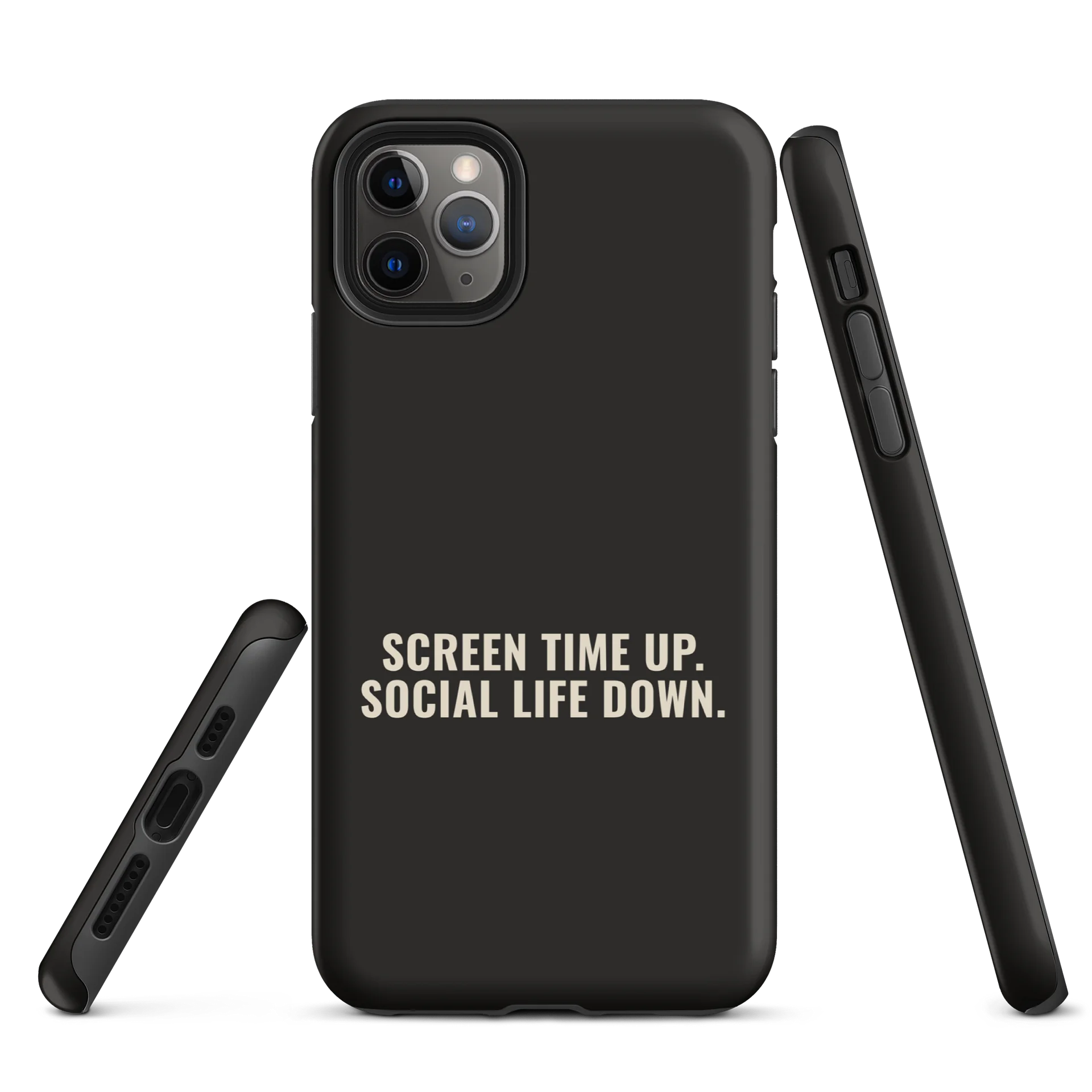 Screen Time Up. Social Life Down. iPhone Case - Black product image (3)