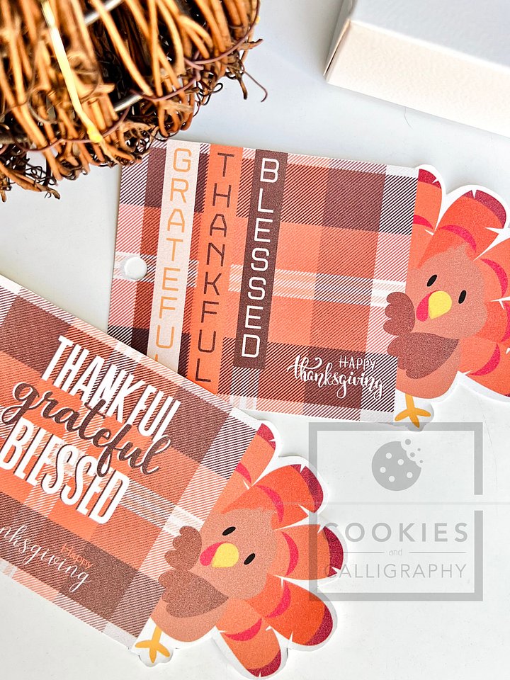 Happy Thanksgiving Turkey Thankful Grateful Blessed Thanksgiving Gift Tag | Printable PDF Download product image (1)