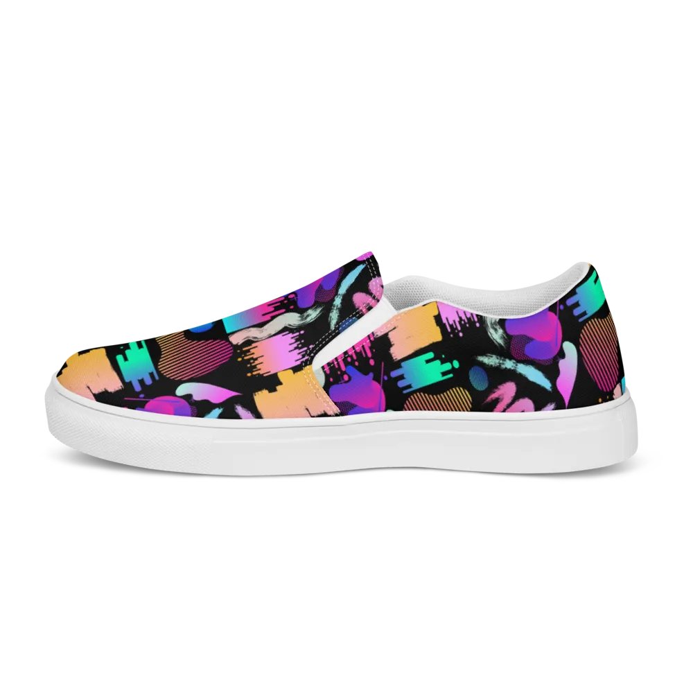 90's Pattern Womens Canvas Slip-On Shoes | Retro Pattern Shoes product image (9)