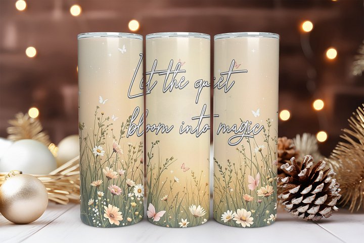Floral 20 oz Skinny Tumbler Sublimation Design Digital Download PNG Instant DIGITAL ONLY, Inspirational Tumbler Wrap product image (1)