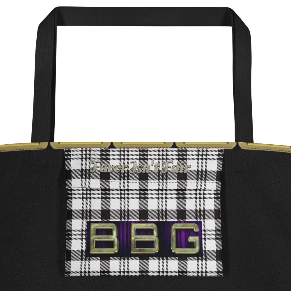 Black and White Plaid with Diamonds BBG Tote Bag with Pocket product image (4)