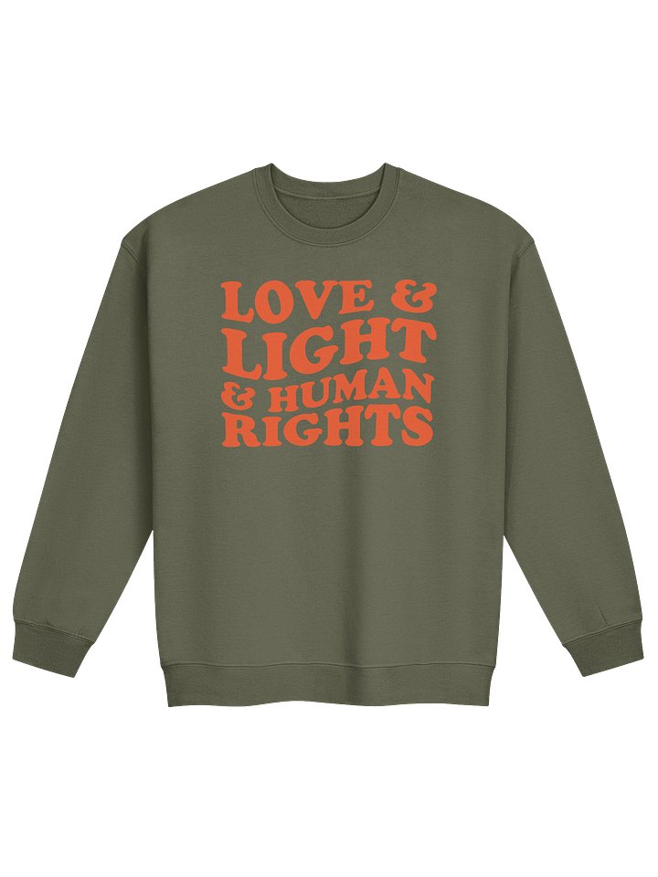 Love, Light & Human Rights Crew Sweatshirt (Orange) product image (2)