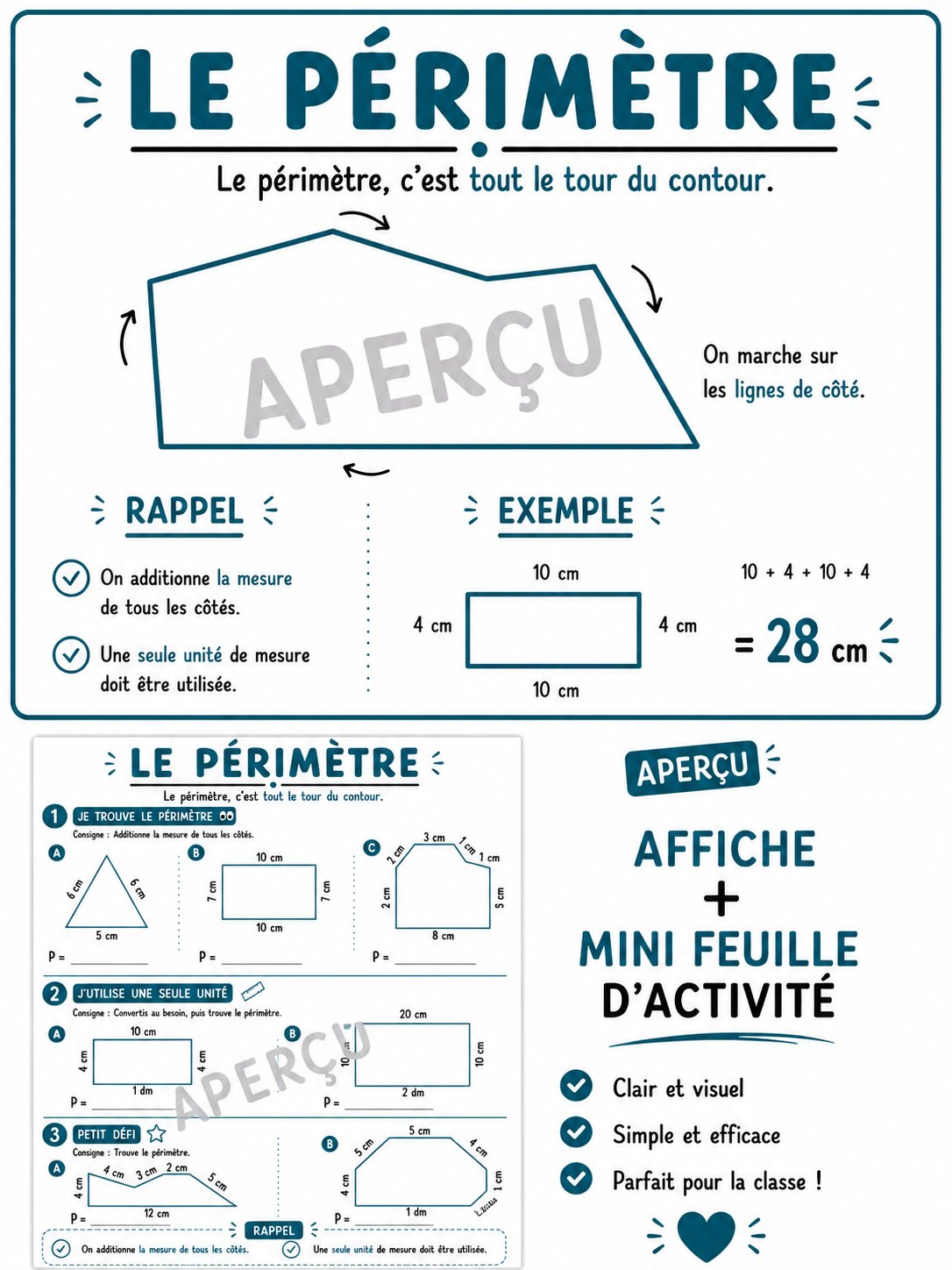 Le périmètre – Affiche + mini feuille d’activité | Un prof et sa guitare product image (1)