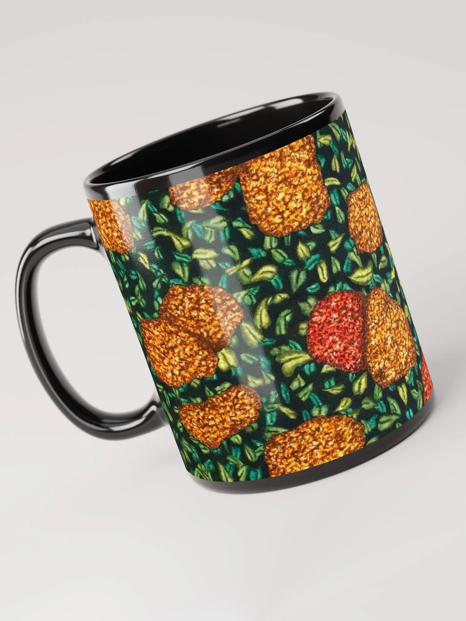 HYDRANGEAS II black glossy mug product image (1)