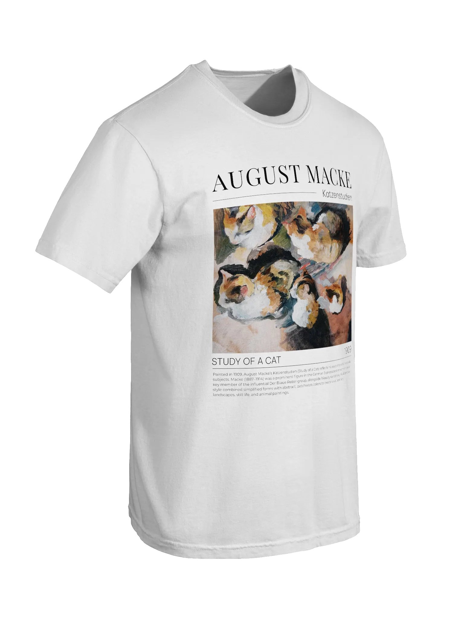 Study of a Cat, August Macke – Relaxed Fit Heavyweight Unisex Cotton T-Shirt product image (2)