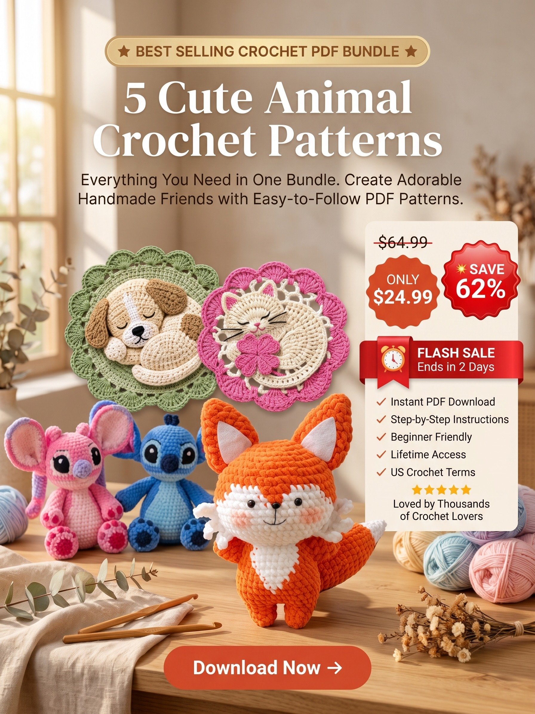 🐾 5 Best-Selling Crochet PDF Pattern Bundle product image (1)