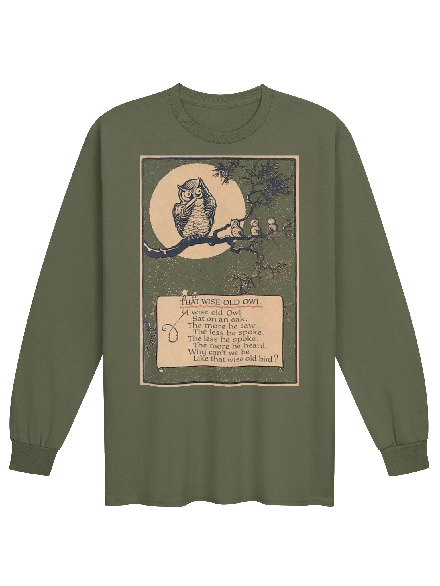 WISE OLD OWL Poem Unisex Cotton Long Sleeve Shirt product image (1)