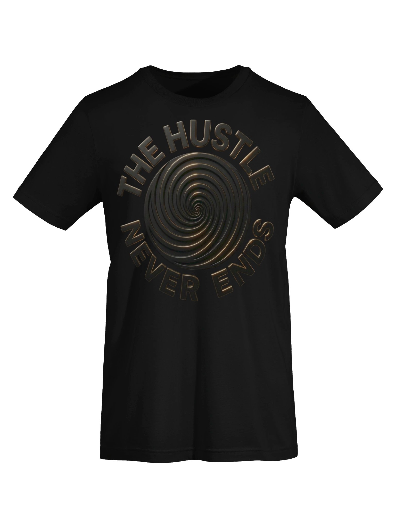 THE HUSTLE NEVER ENDS – God Mode Gold Spiral Tee product image (5)