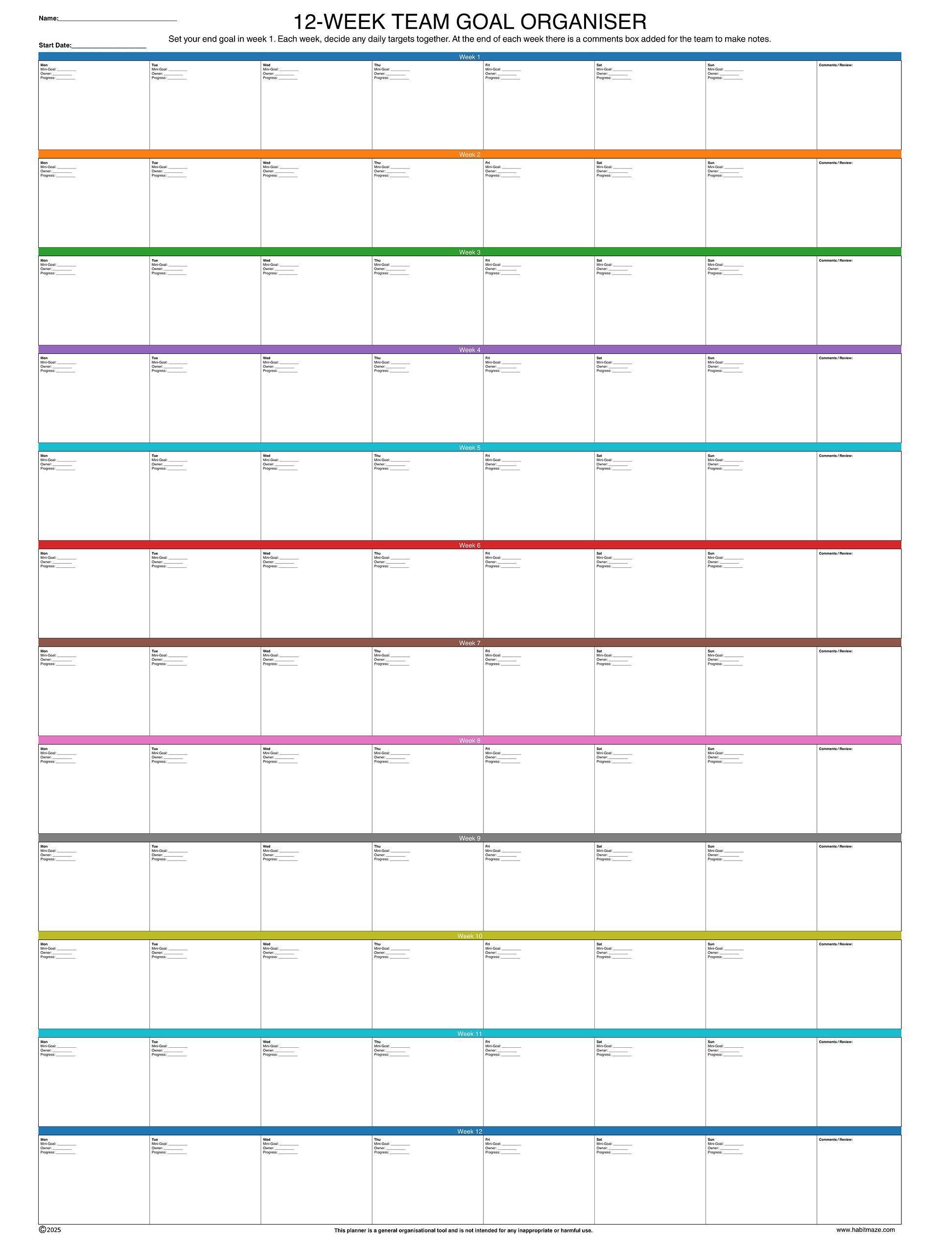 Team Goal Organiser 12 Week product image (1)