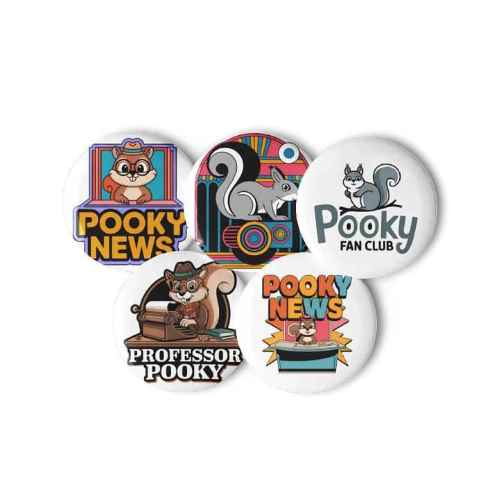 Original Pooky Artwork Buttons: Set of Five -s product image (3)