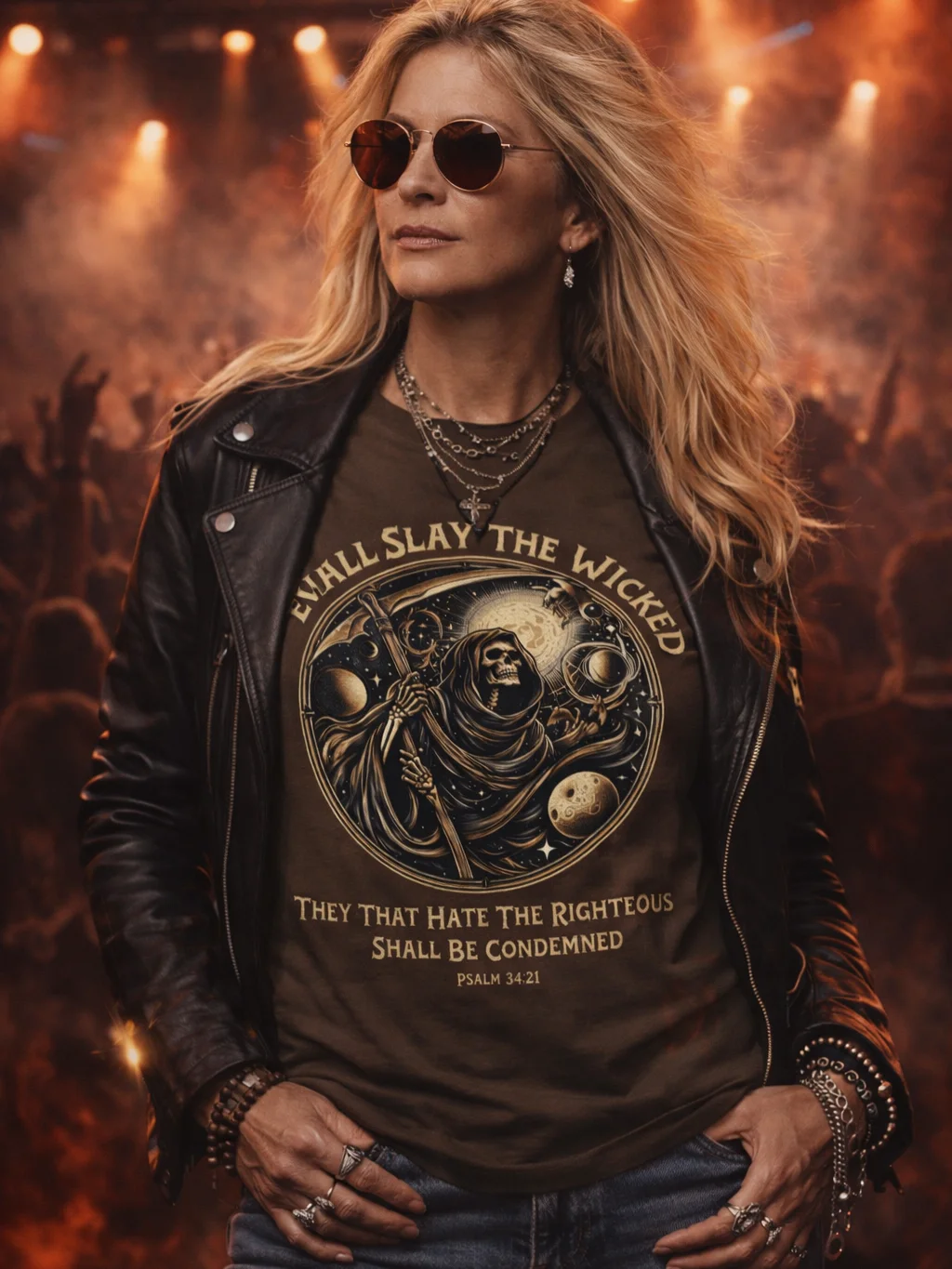 Evil Shall Slay The Wicked Tee - Bible Verse Psalm 34 Grim Reaper Christian T-Shirt product image (5)