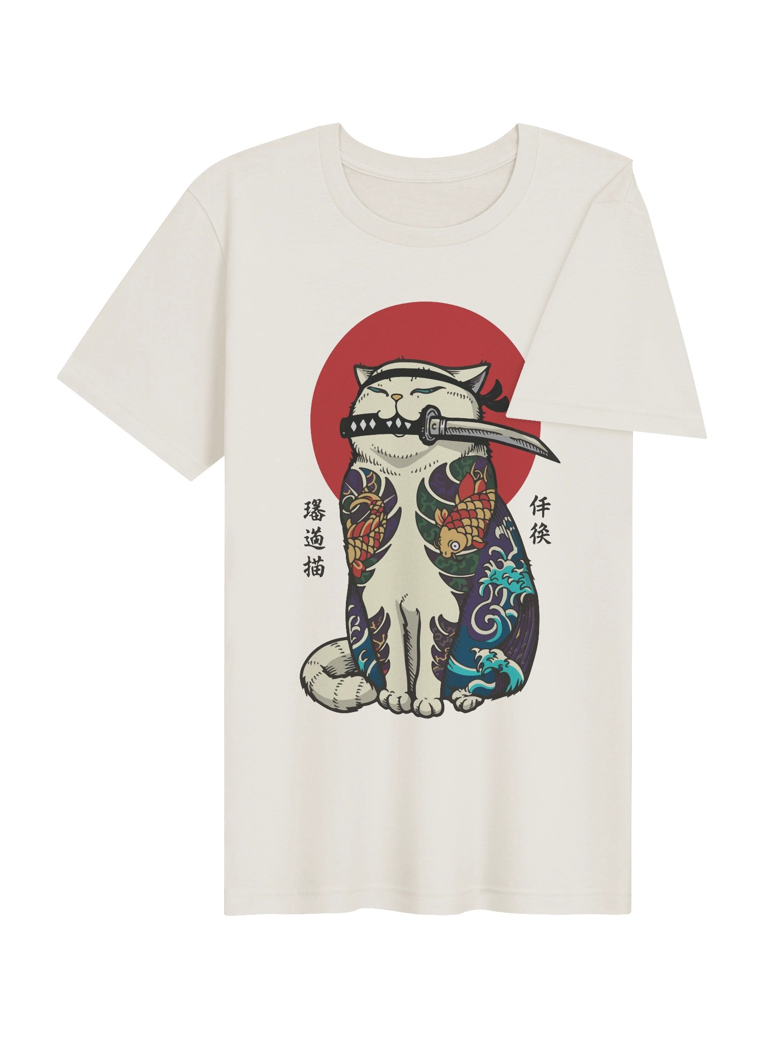 Yakuza Cat Samurai T-Shirt – Japanese Tattoo Style Warrior Cat Tee for Cat Lovers product image (6)