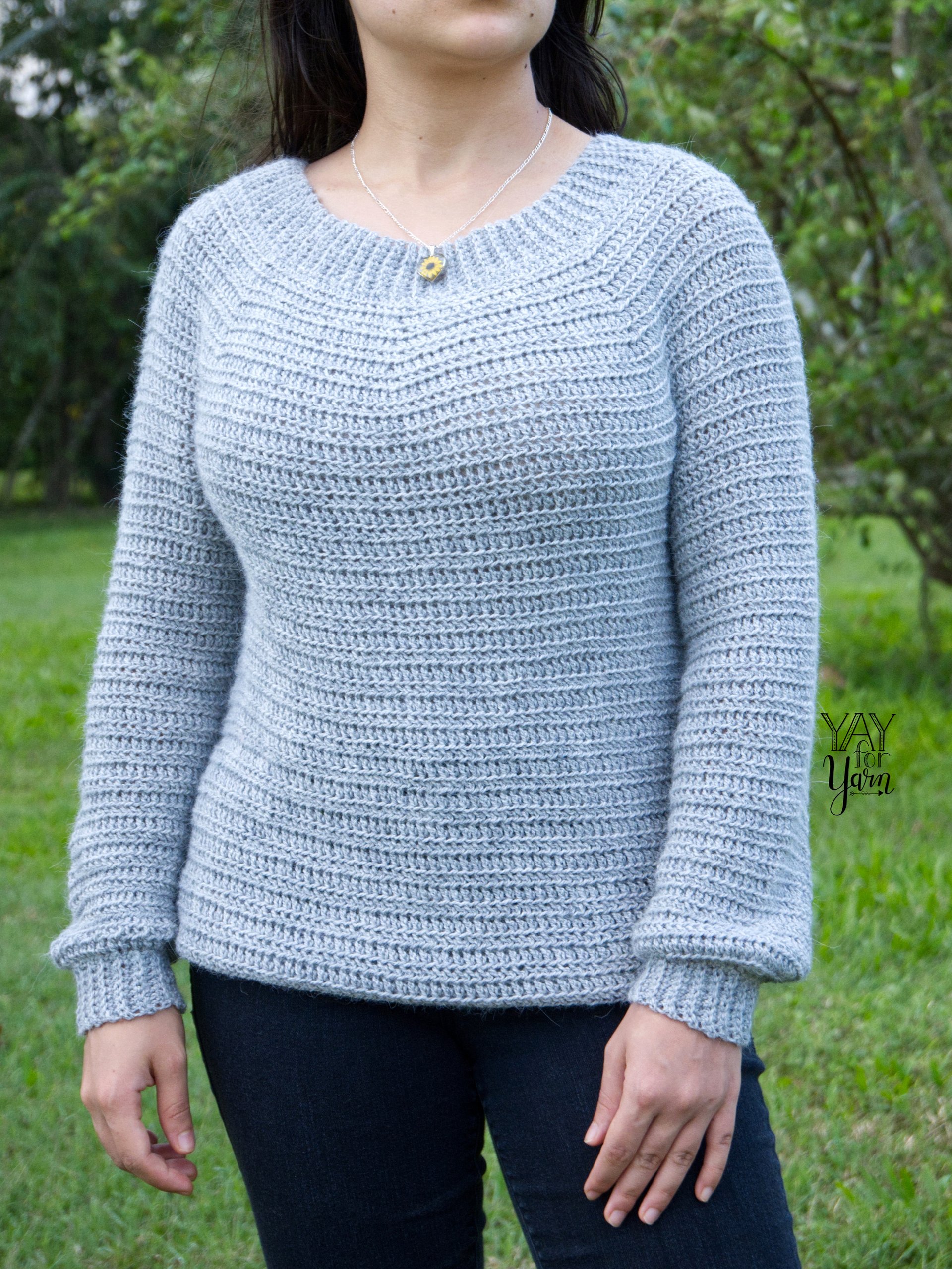 Round Yoke Sweater - PDF Crochet Pattern & Video Tutorial - Women's Top Down Pullover product image (2)
