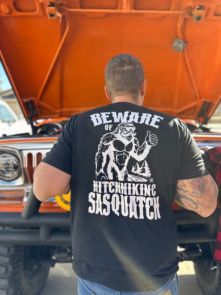 Beware of Hitchhiking Sasquatch Black T-Shirt product image (2)