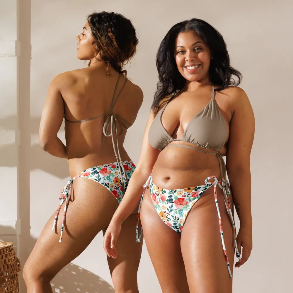 Watercolour Floral Pattern String Bikini Bottom - v8 product image (4)