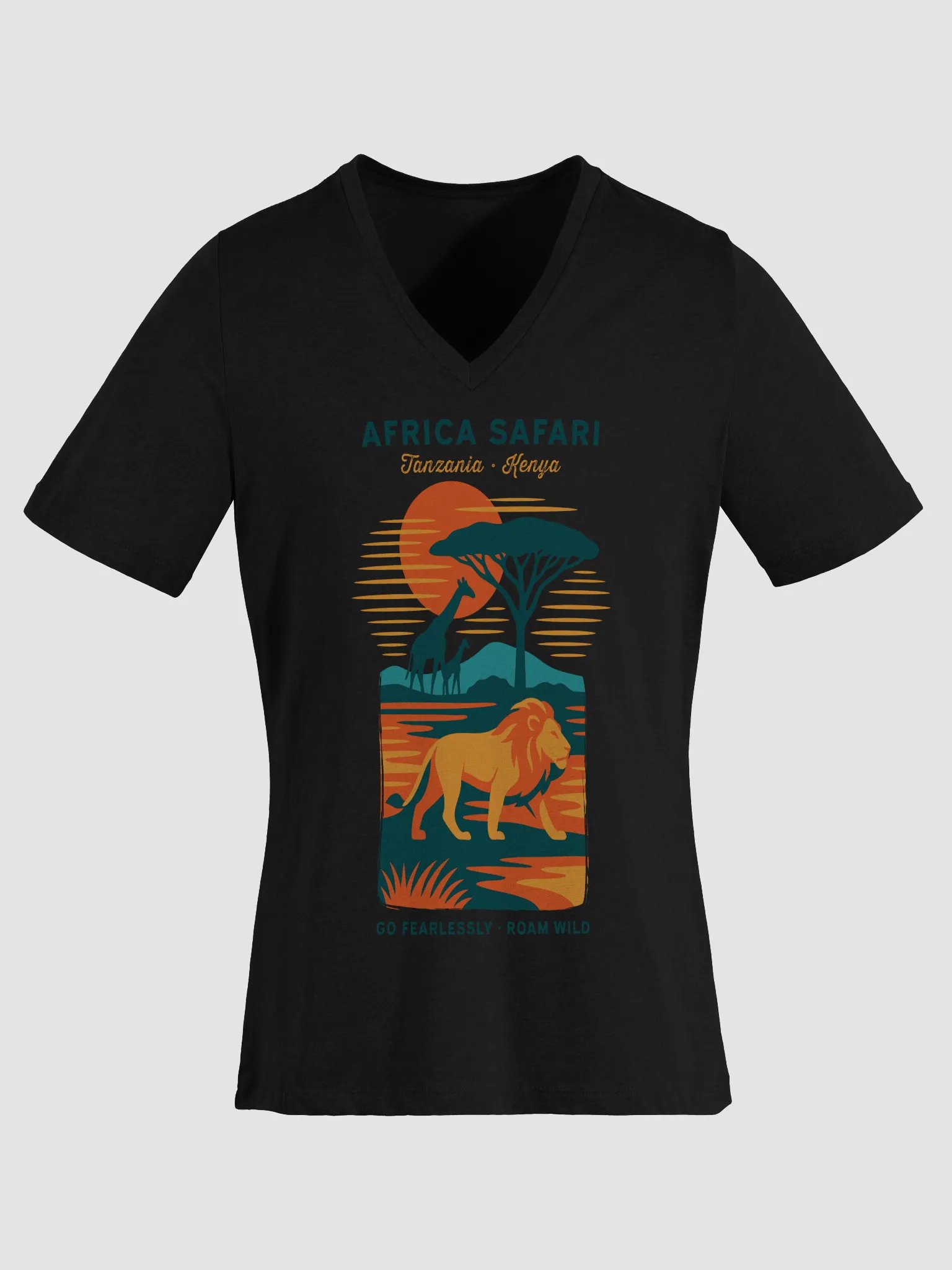 Safari Sunset – Women’s V-Neck Tee product image (1)