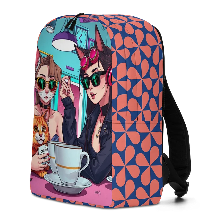 Minimalist Backpack - Cyberpunk Cat Girlfriends Coffee Break product image (2)