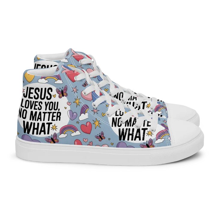 Inspirational Christian High-Top Sneakers – Jesus Loves You product image (2)