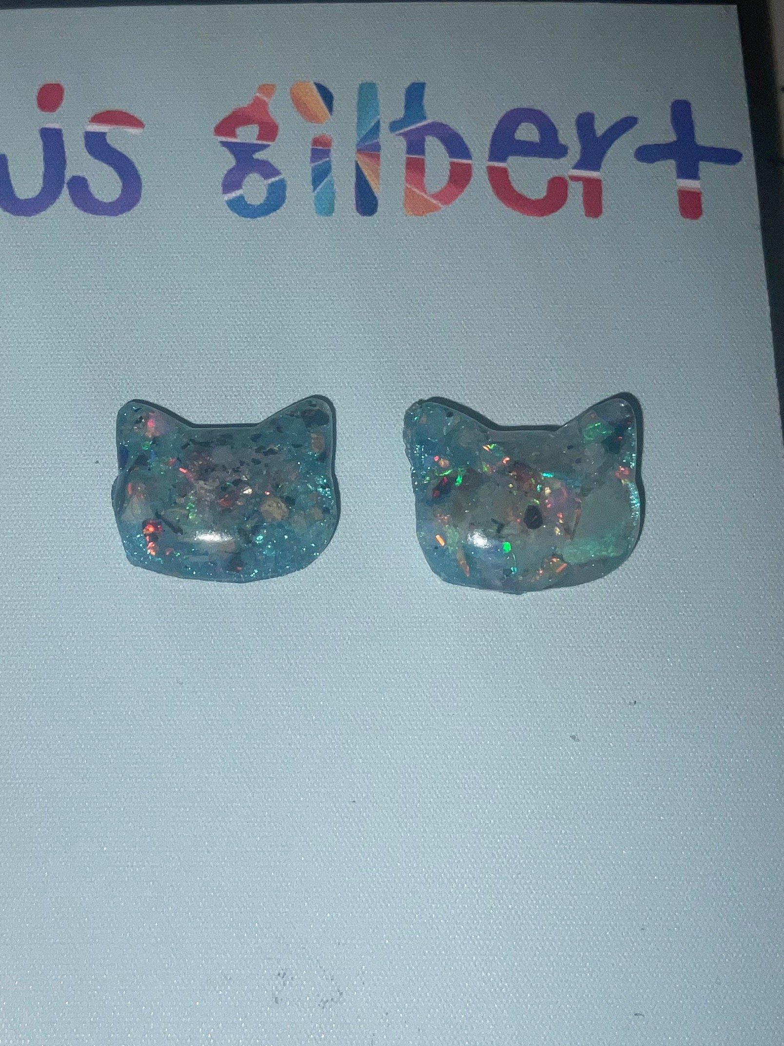 The Cats Are Back - Blue Opal stud earrings product image (1)