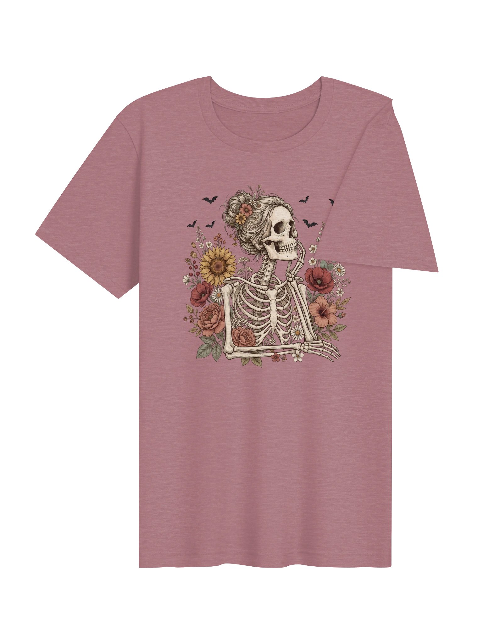 Floral Skeleton T-Shirt | Gothic Wildflower Halloween Tee product image (28)