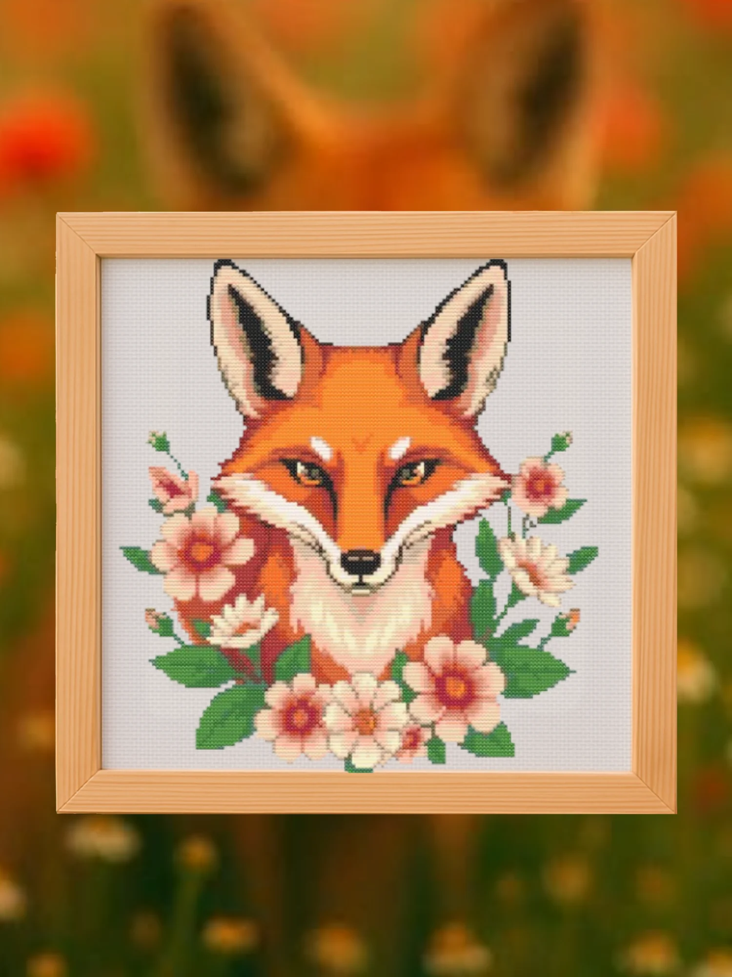Floral Red Fox Cross Stitch Pattern product image (1)