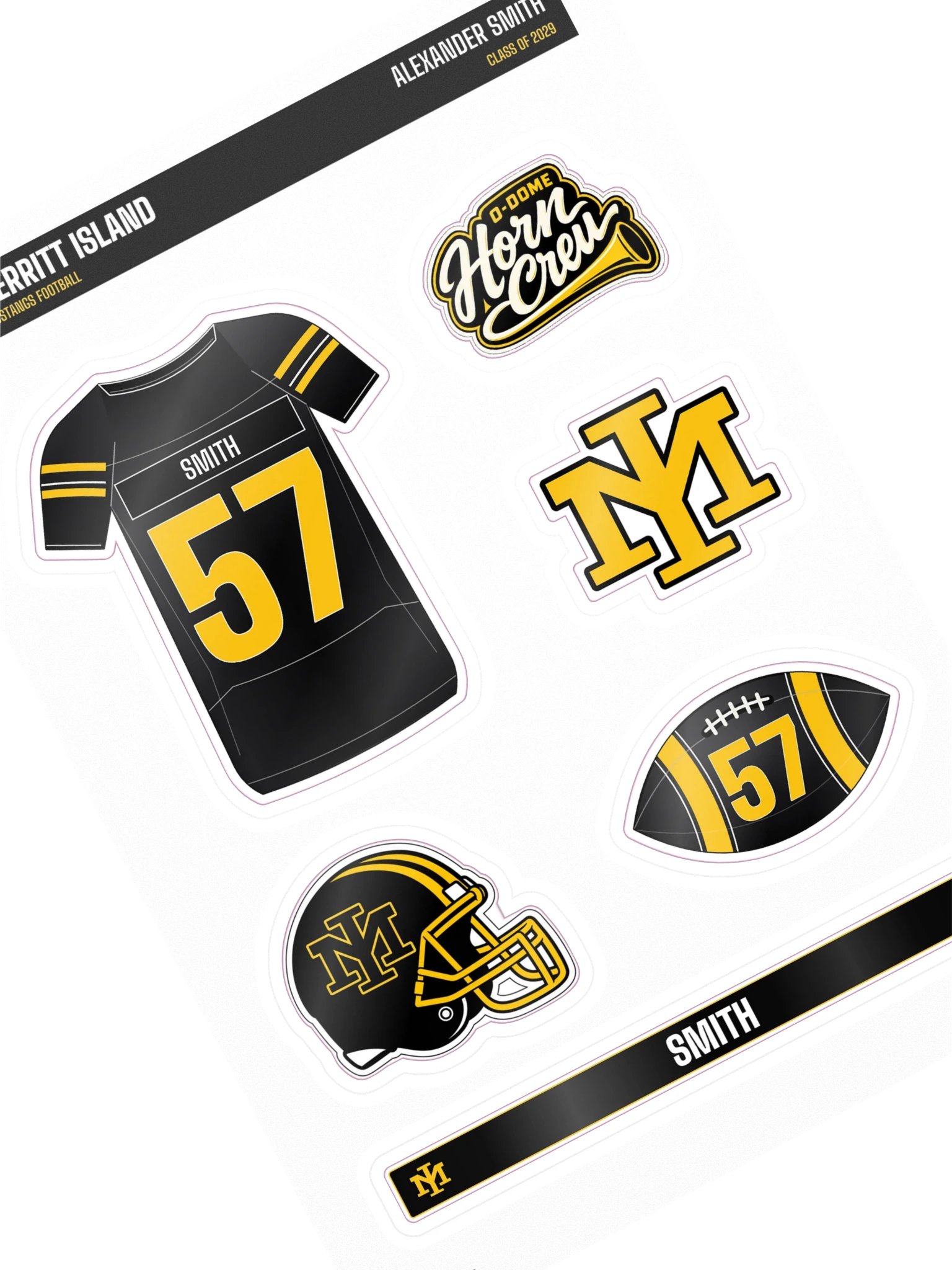 Alexander Smith #57 — Mustangs Sticker Sheet product image (1)