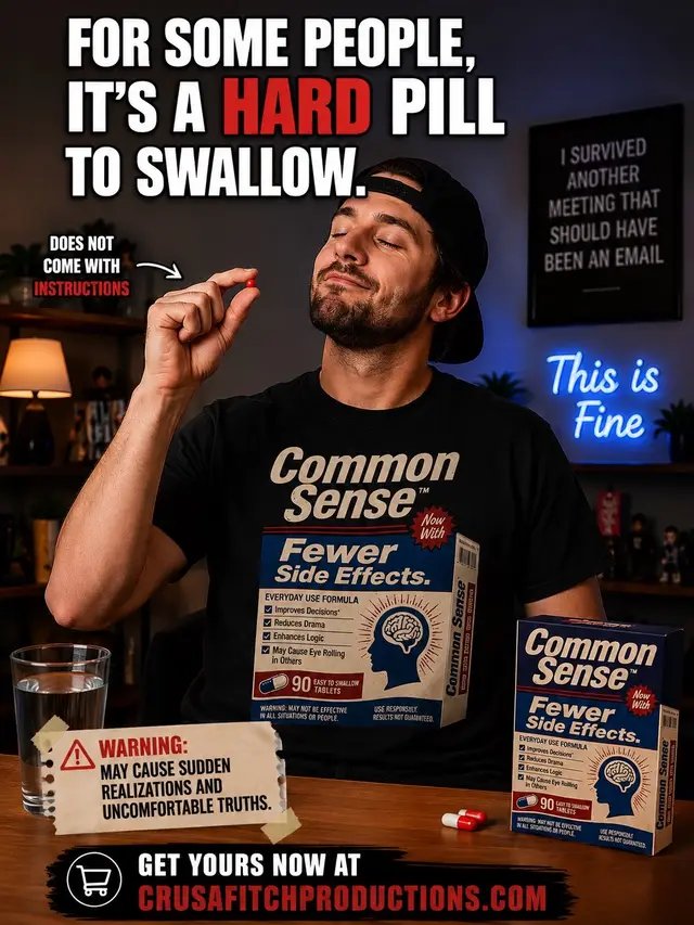 Now with fewer side effects. Unfortunately, it's still out of stock in some places. 💊😂 Get yours: crusafitchproductions.com Tag someone who needs a refill. #FunnyShirts #CommonSense #Meme #DarkHumor #funny 