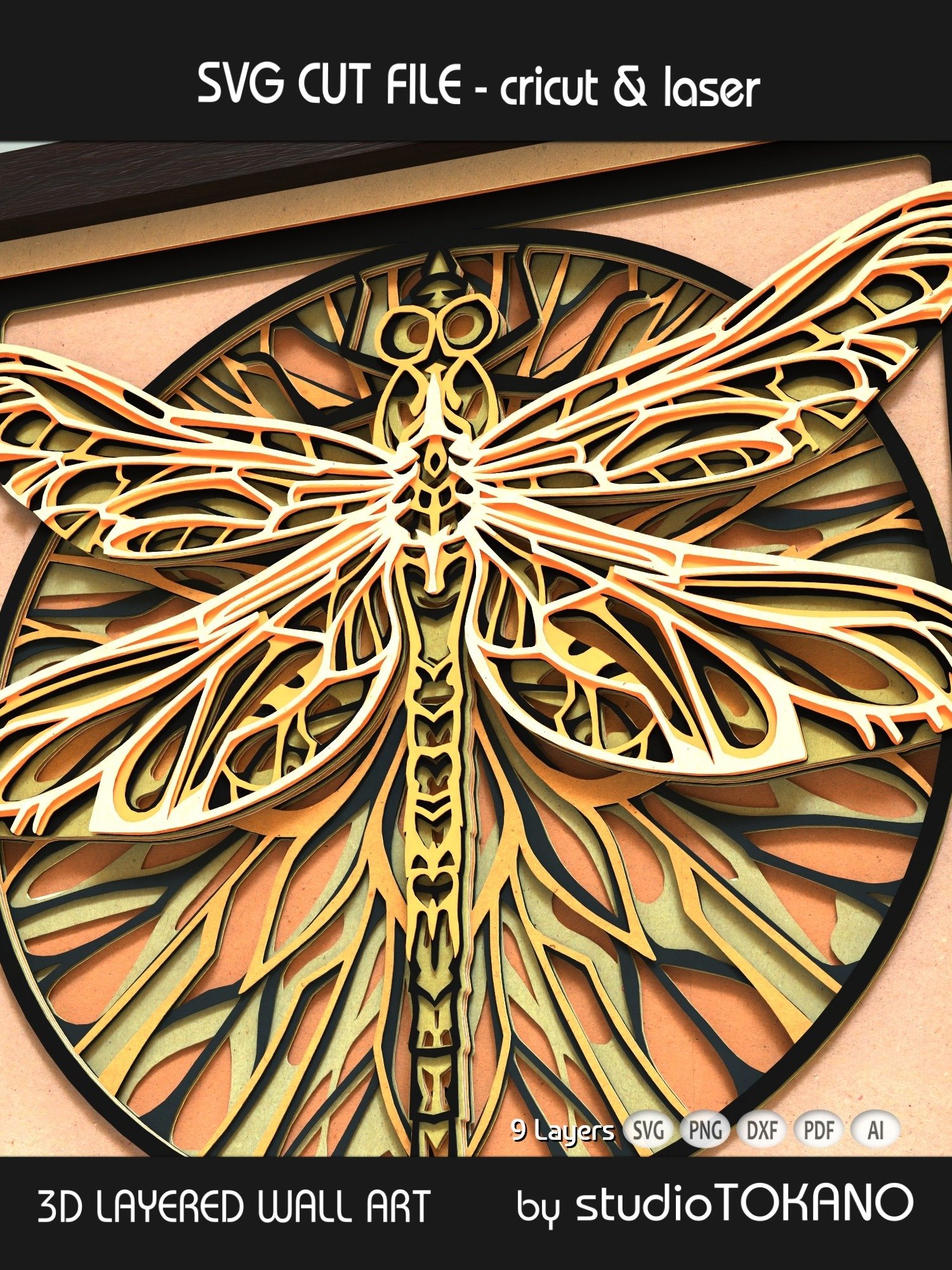 Art Nouveau Dragonfly 3D SVG product image (8)