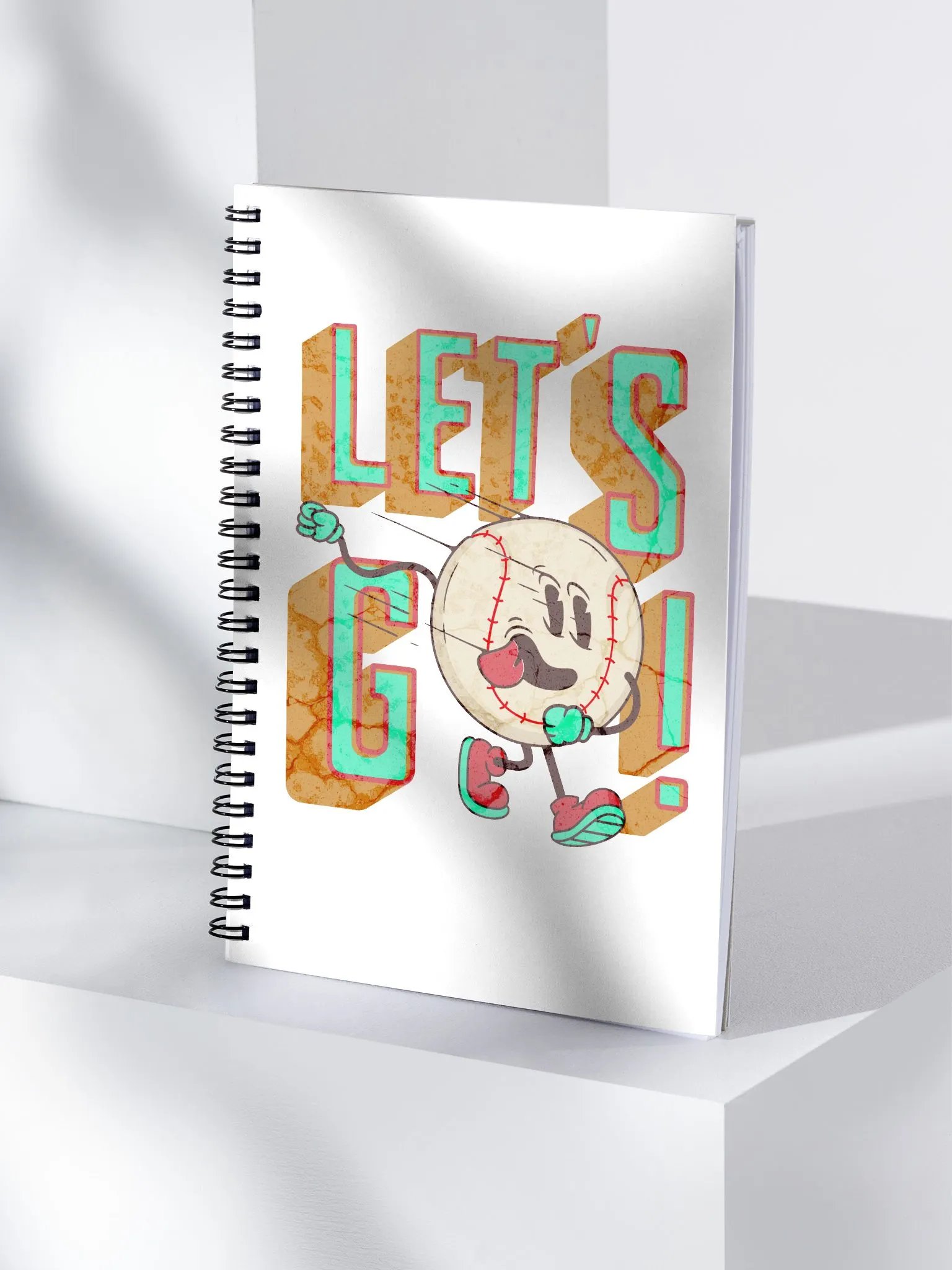Lets Go Baseball Mascot Cheerful Spiral Notebook product image (3)
